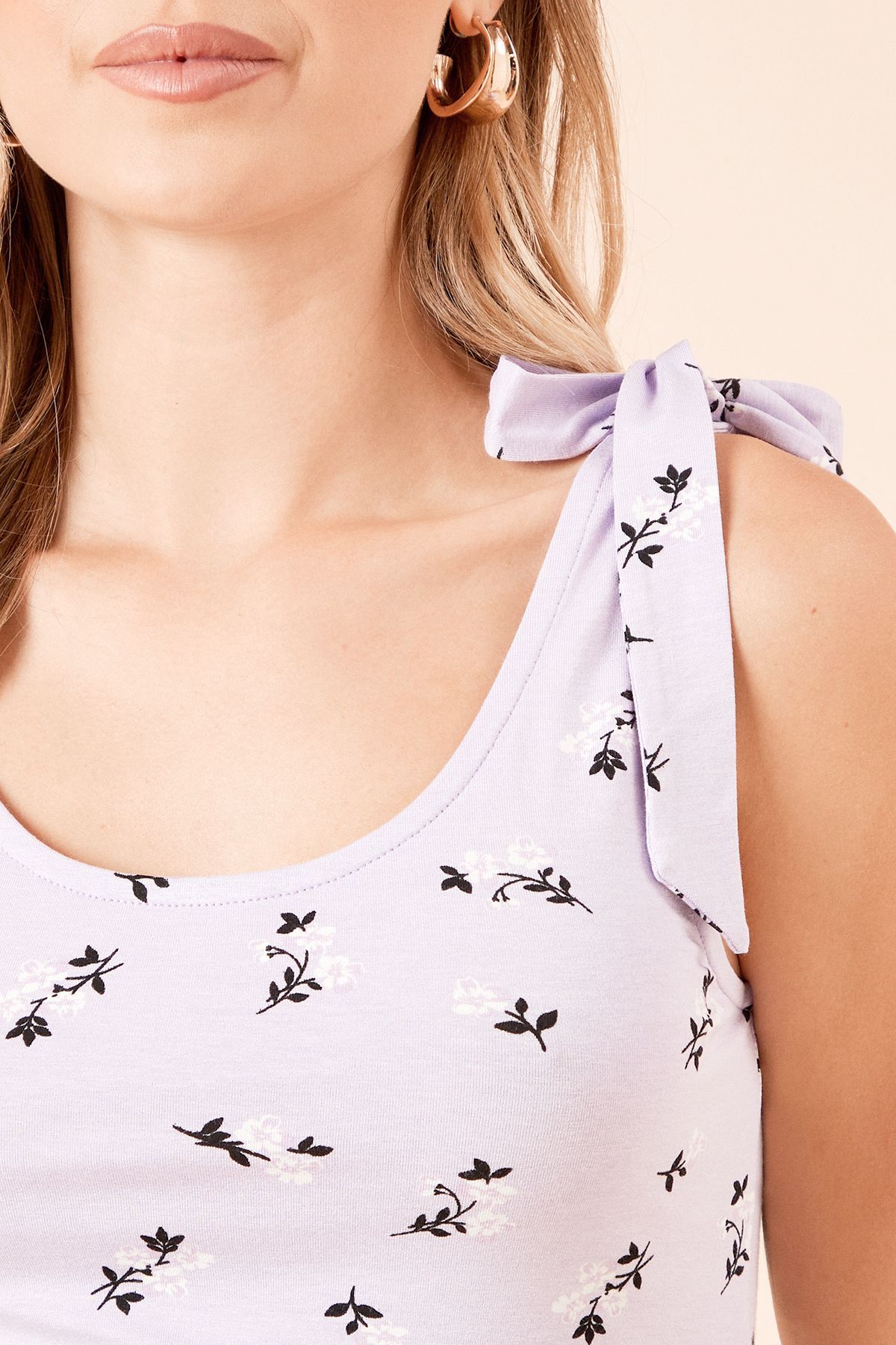 Dorothy Perkins Tie Shoulder Top Lilac image 5