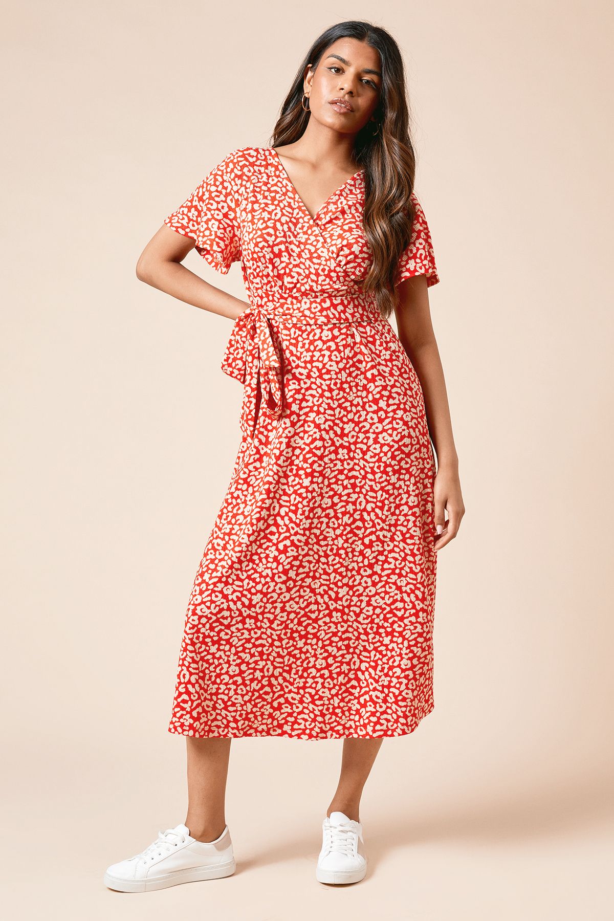 Dorothy Perkins Petite Animal Wrap Front Jersey Midi Dress Animal image 2