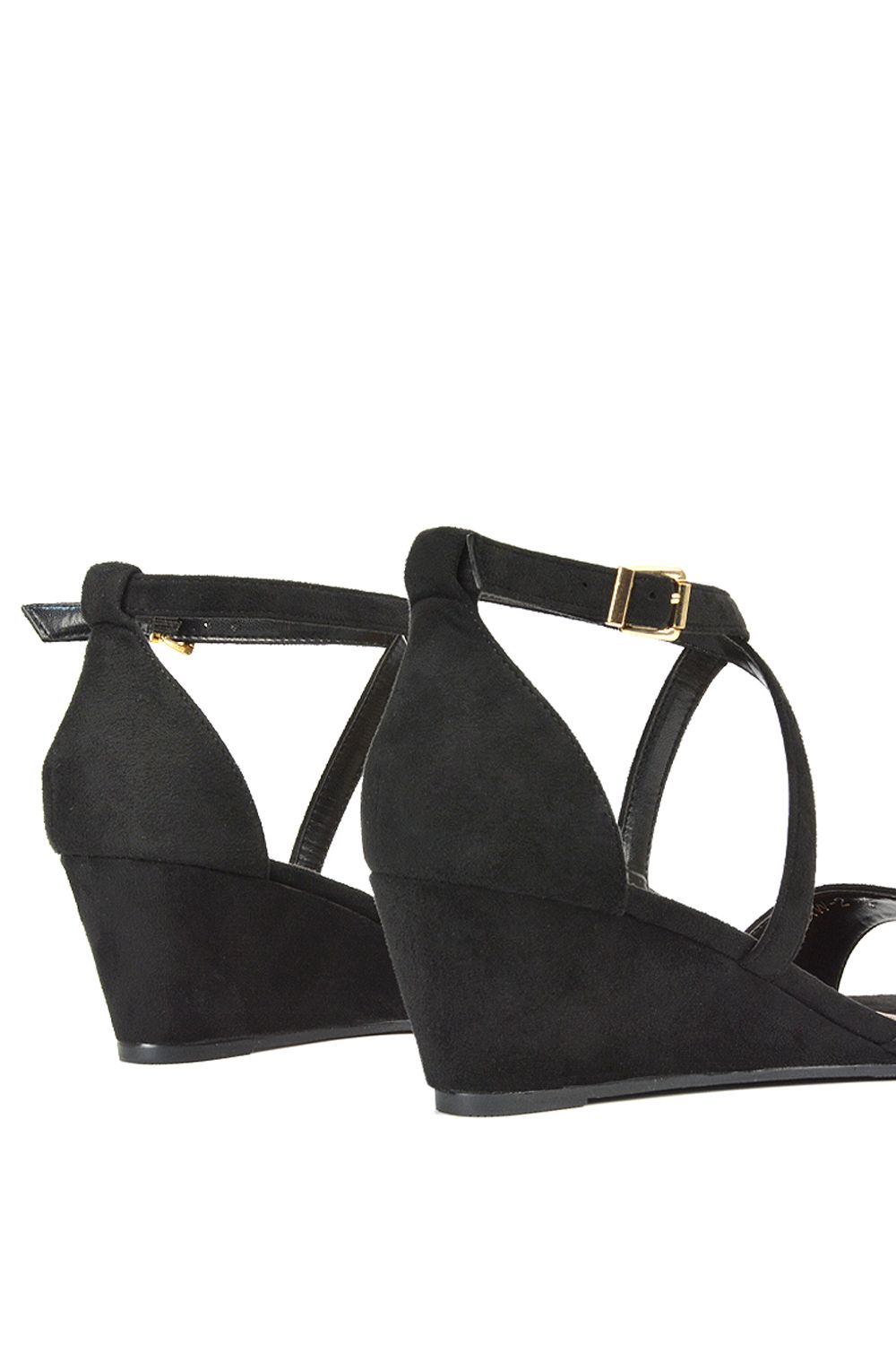 XY London 'Kylie' Strappy Mid Wedge Heel Shoes With Ankle Strap image 5