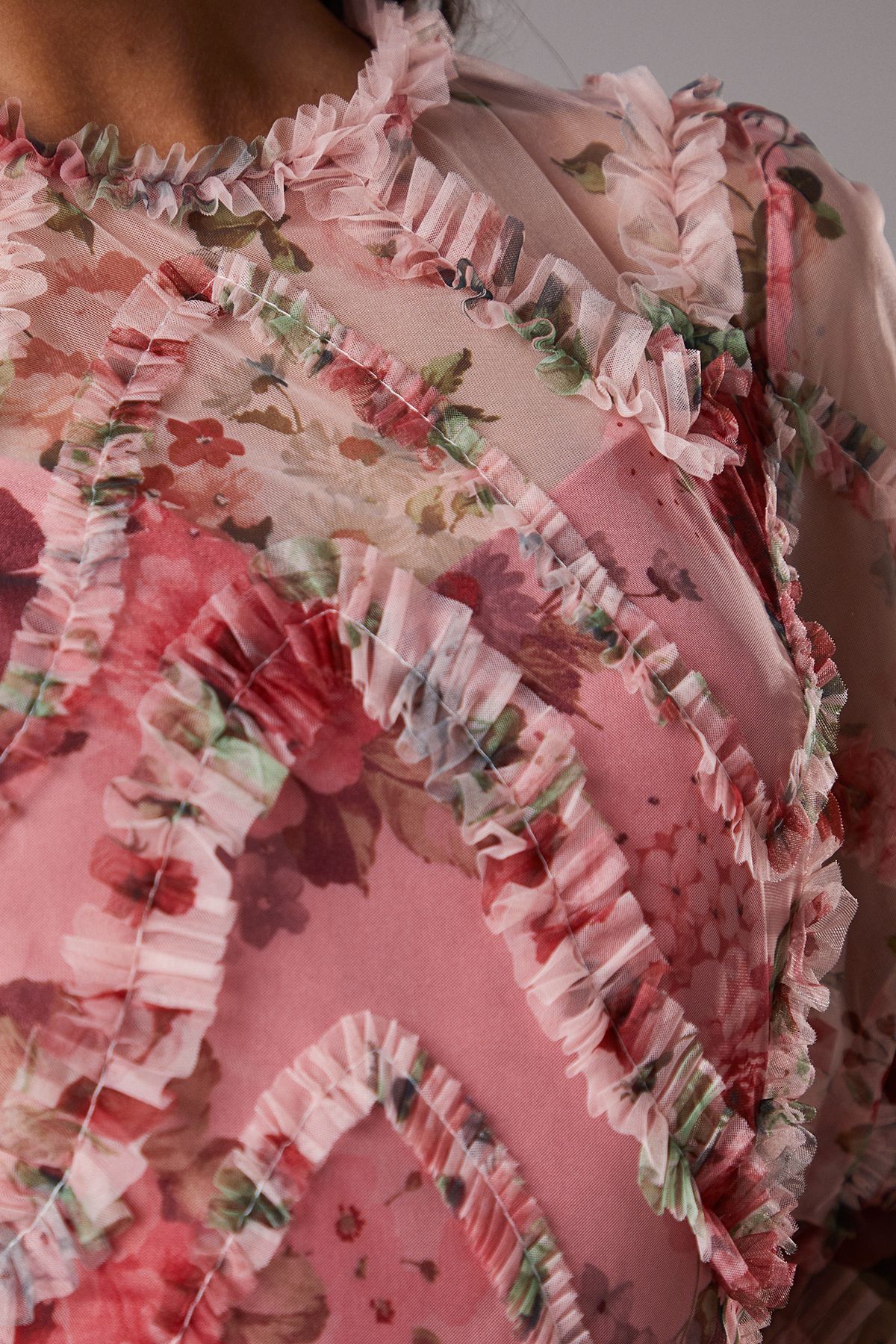 Coast Long Sleeve Applique Floral Midi Dress Pink image 5