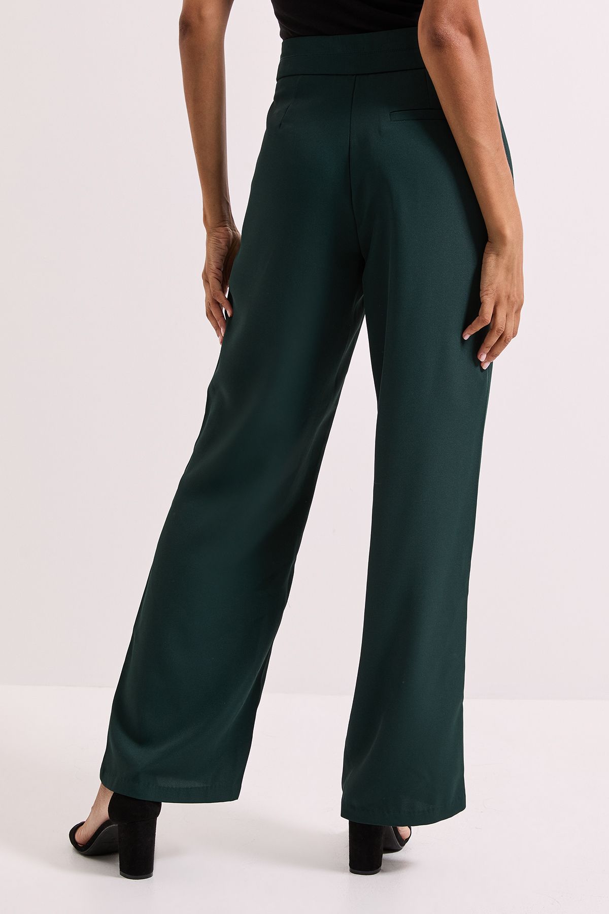 Dorothy Perkins Stitch Waistband Straight Leg Trouser Dark Green image 3