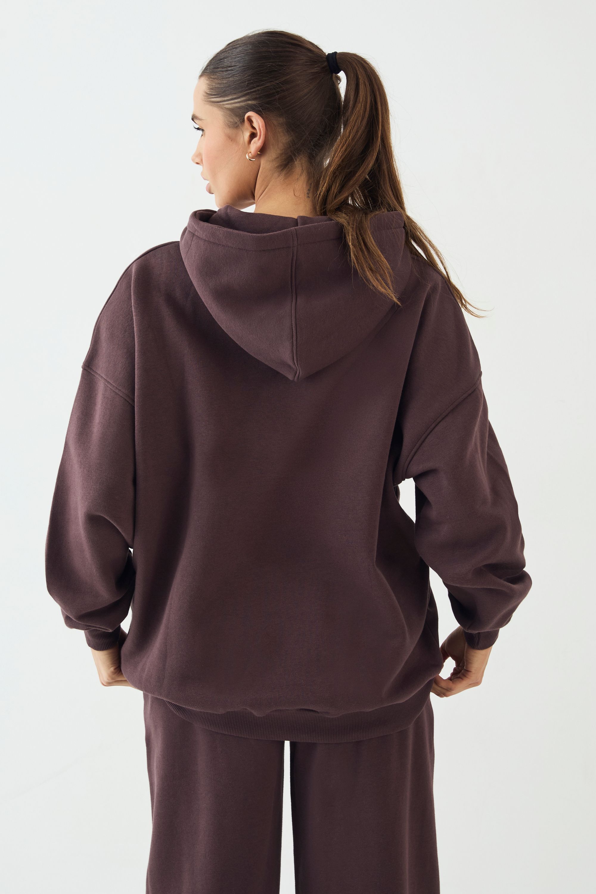 DSGN Studio DSGN Studio Towelling Applique Oversized Hoodie Chocolate image 2