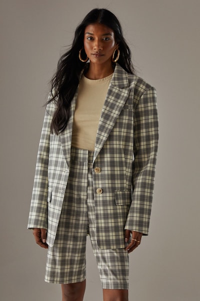 Warehouse Oversized Check blazer Yellow