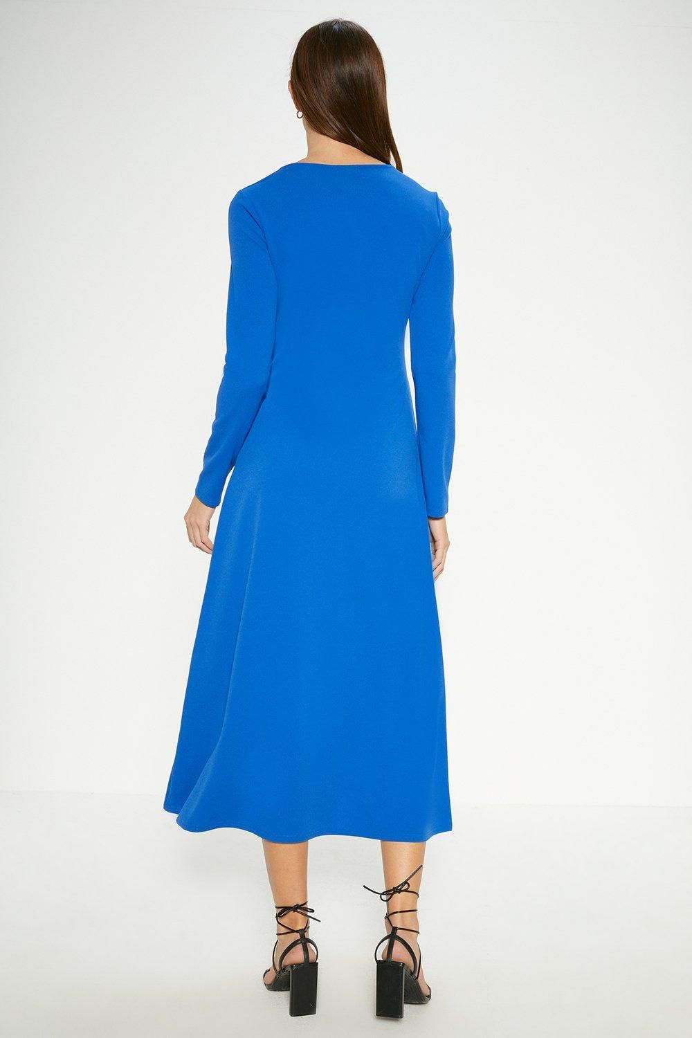 Oasis Scuba Crepe Bow Detail Midi Dress Cobalt image 3