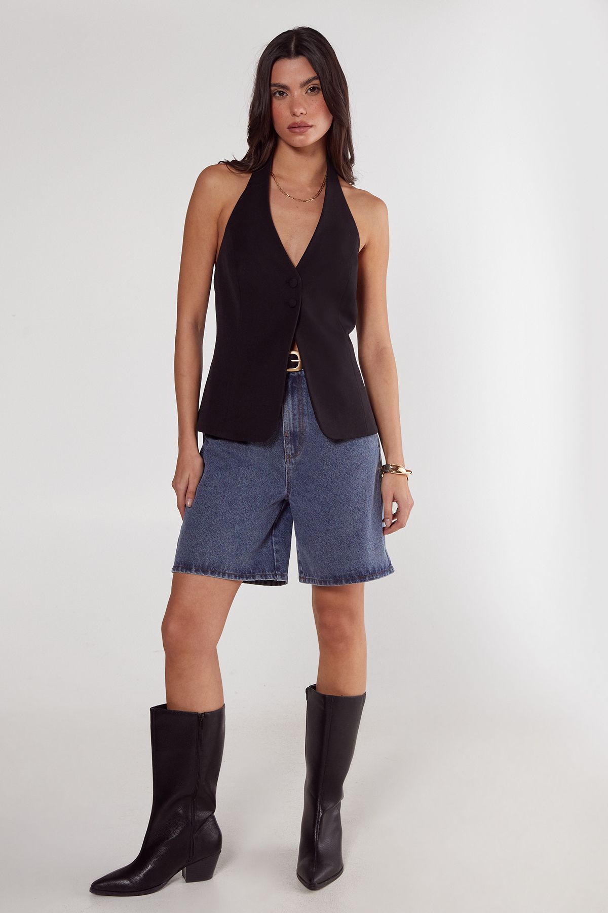 NastyGal Essentials Tailored Button Front Vest Black image 2