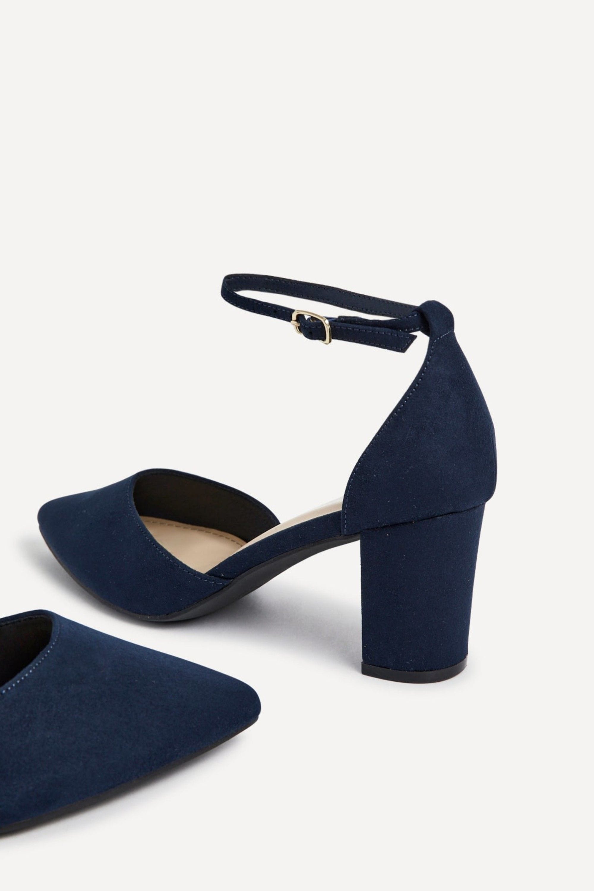 Linzi Audley Wide Fit Navy Faux Suede Court Shoe image 4