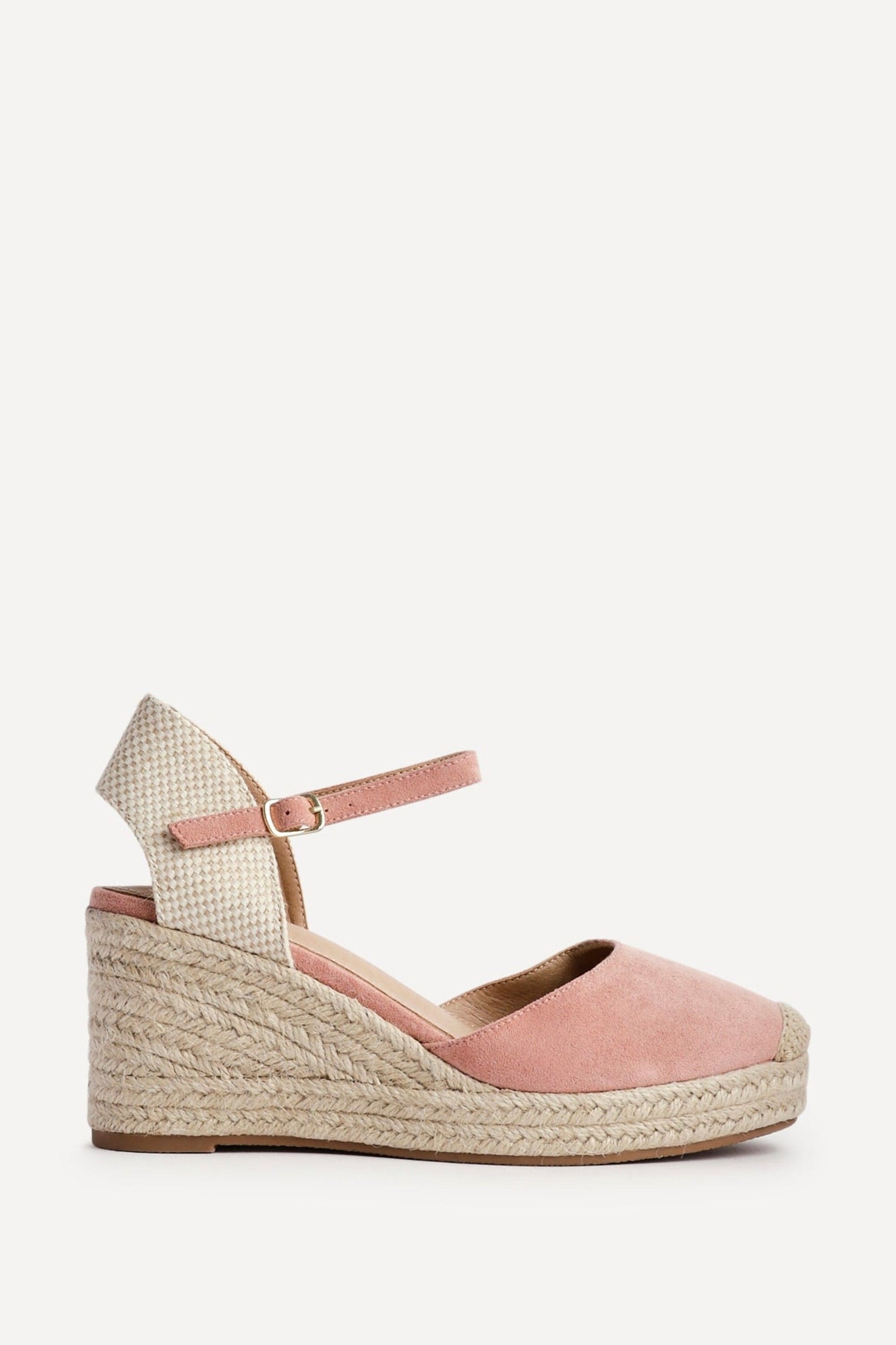 Linzi Present Dusky Pink Faux Suede Closed-Toe And Open Back Espadrille Wedge image 1