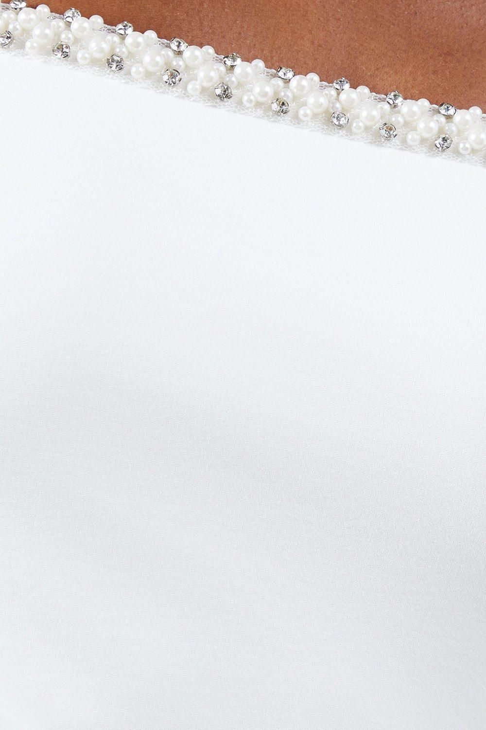 Coast Crystal Trim Ponte Long Sleeve Midi Wedding Dress Ivory image 5