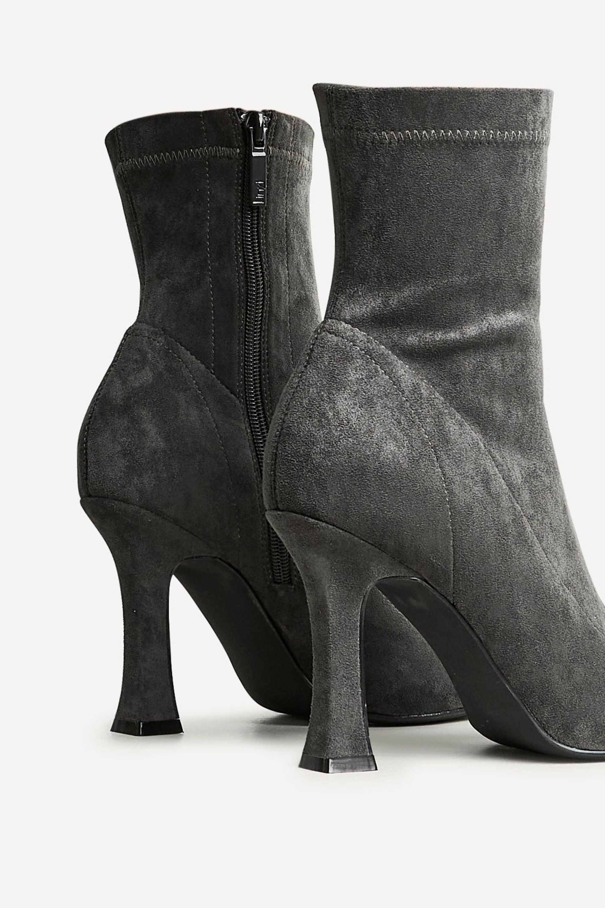 Linzi Lovato Grey Faux Suede Square Toe Heeled Sock Boot image 4