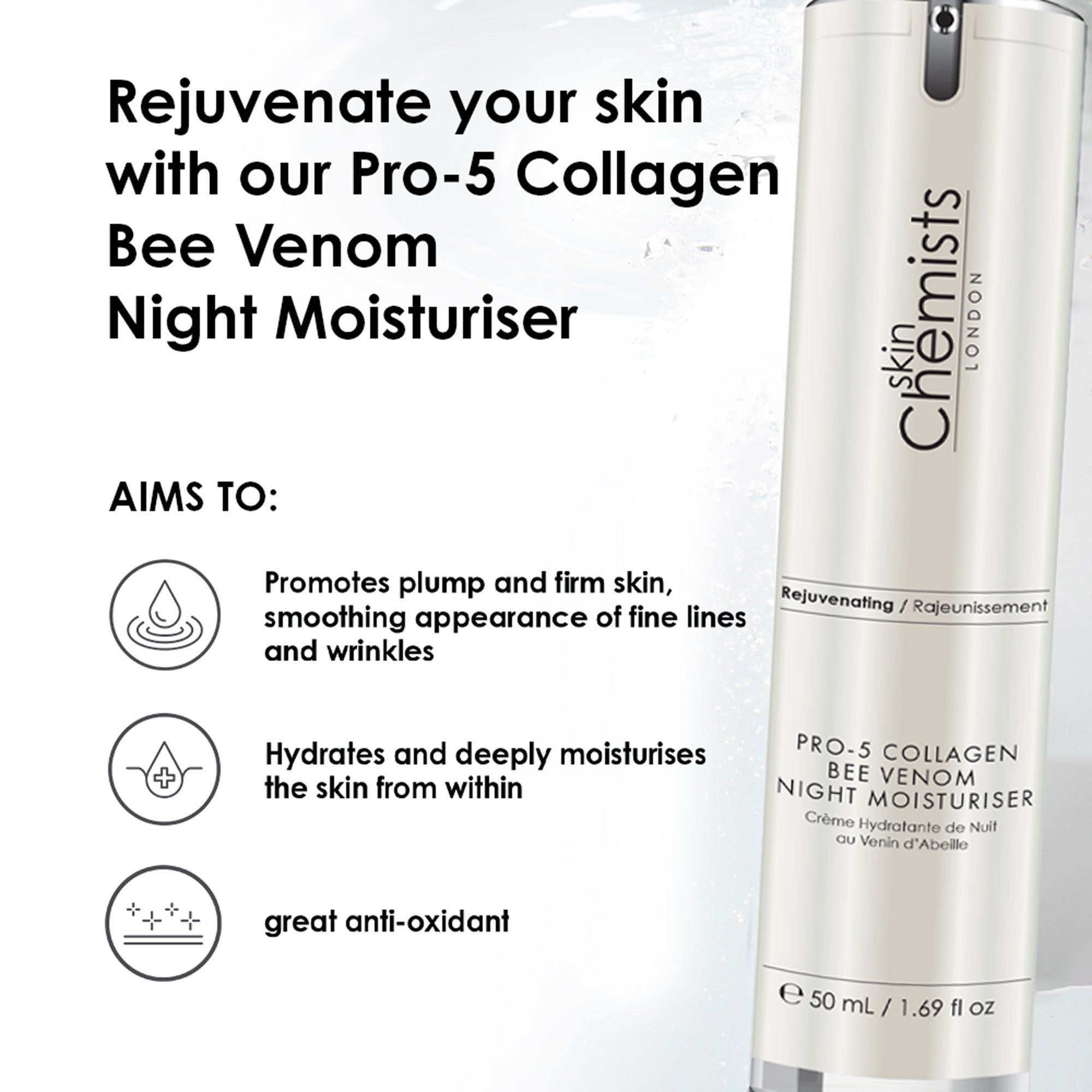 skinChemists professional Pro-5 Collagen Bee Venom Night Moisturiser 50ml x 2 Duo Set image 4