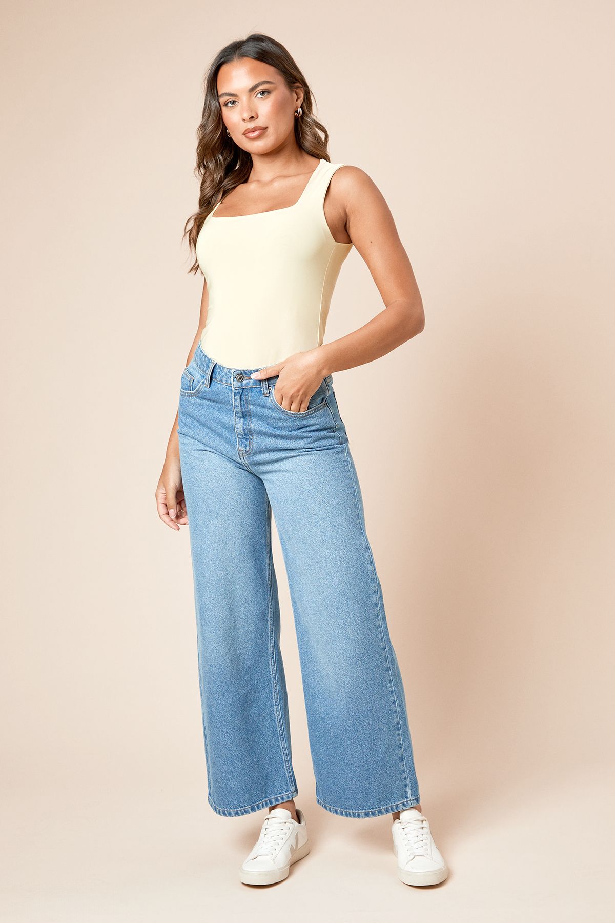 Dorothy Perkins Double Layer Square Neck Vest Lemon image 1