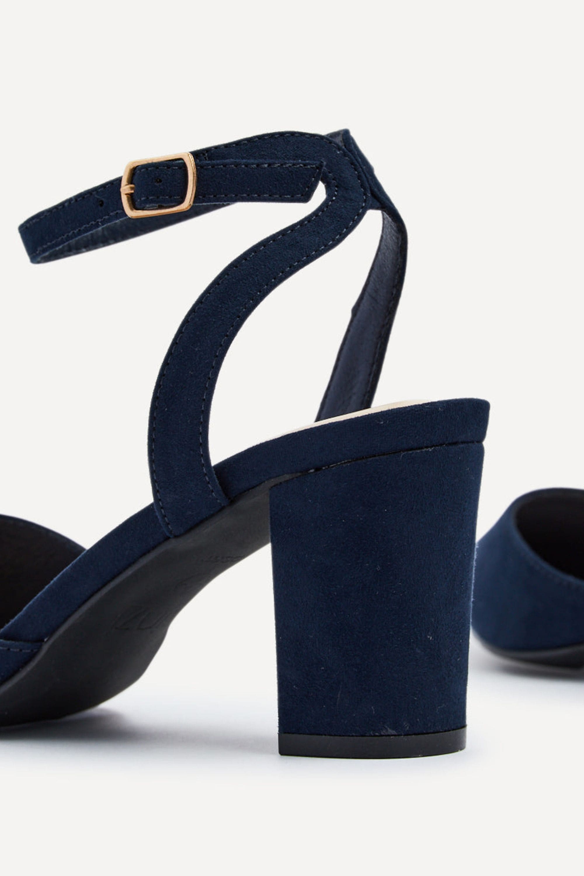 Linzi Larsa Wide Fit Navy Faux Suede Classic Pointed Toe Court Heel image 4