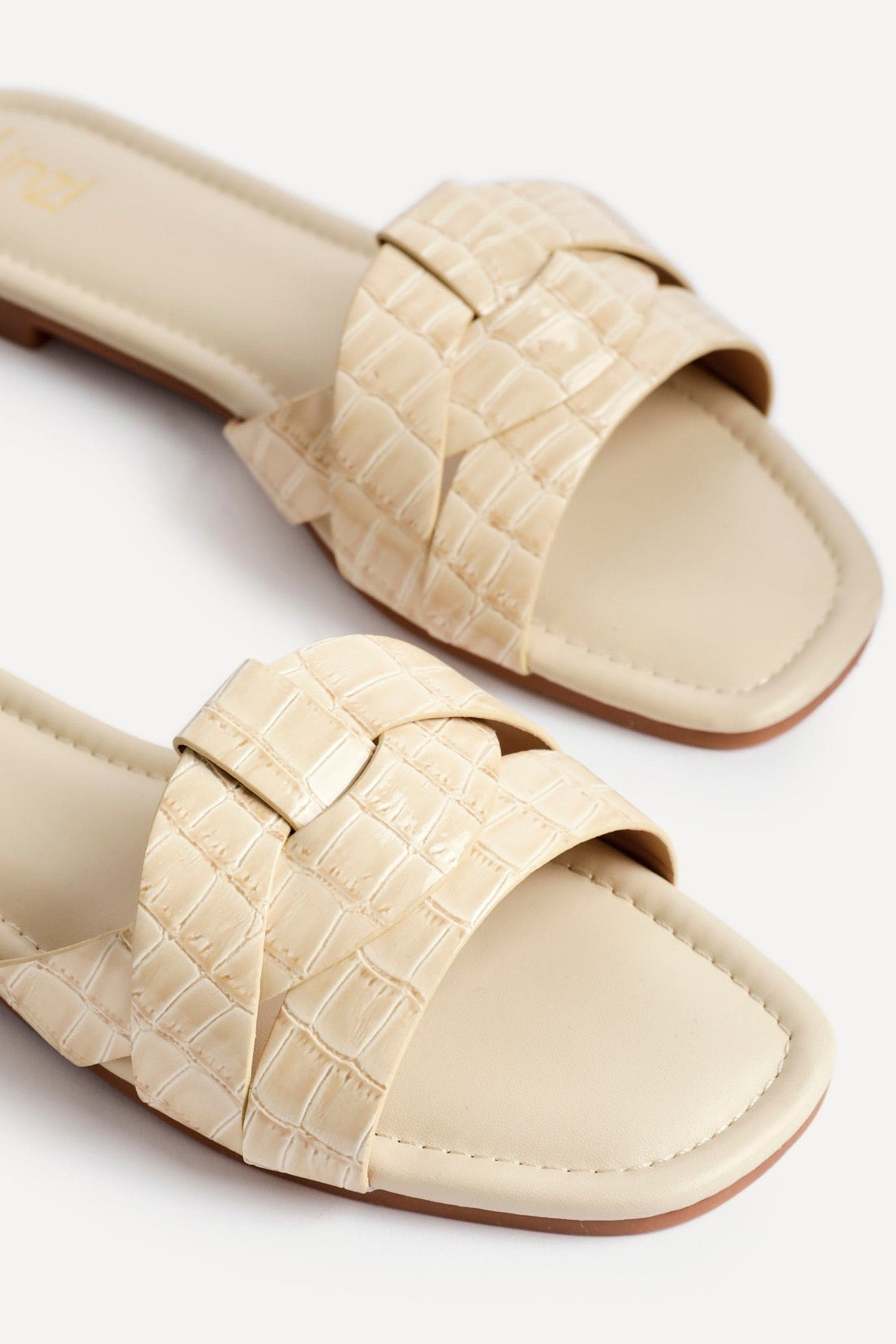 Linzi Fletcher Nude Croc Slider Sandals image 5
