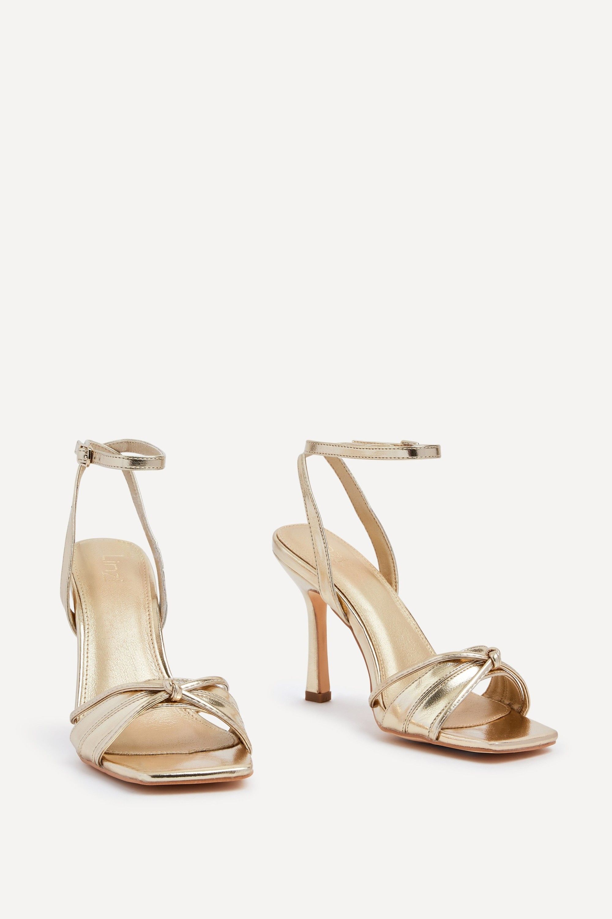 Linzi Nola Gold Faux Leather Square Toe Heeled Sandal image 3