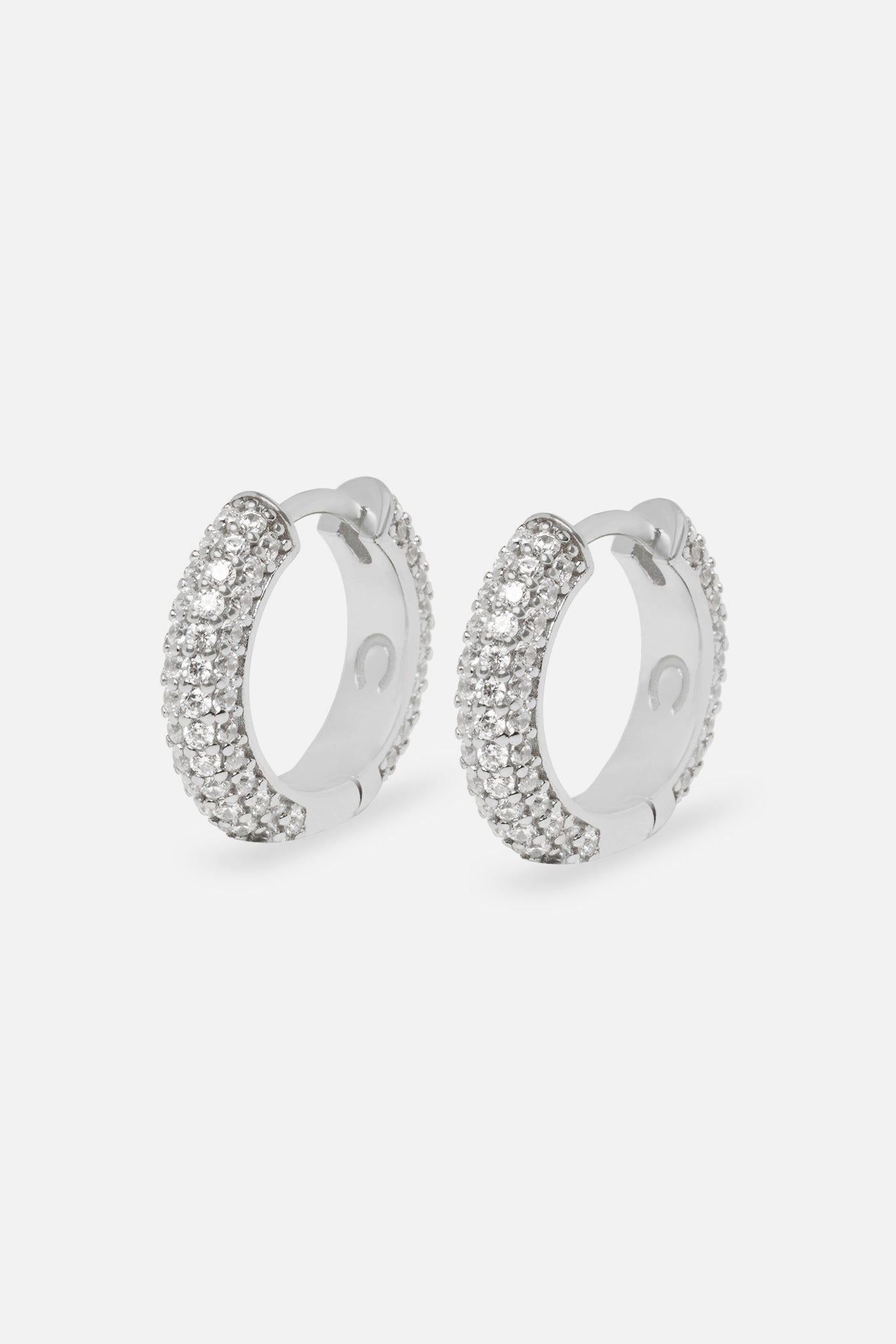 Cernucci Iced Hoop Earrings - Silver 15mm image 1