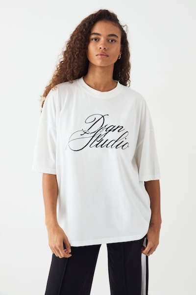 DSGN Studio DSGN Studio Script Embroidered Crew Neck Oversized T-Shirt White