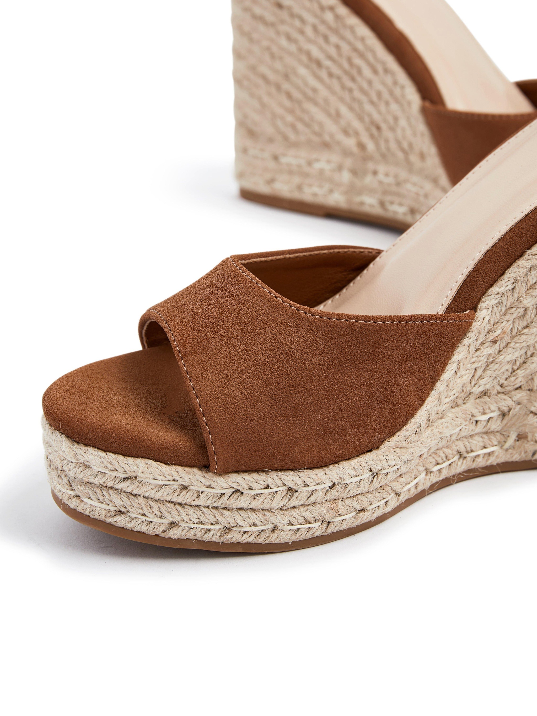 Linzi Gracio Tan Faux Suede Rope Platform Wedge