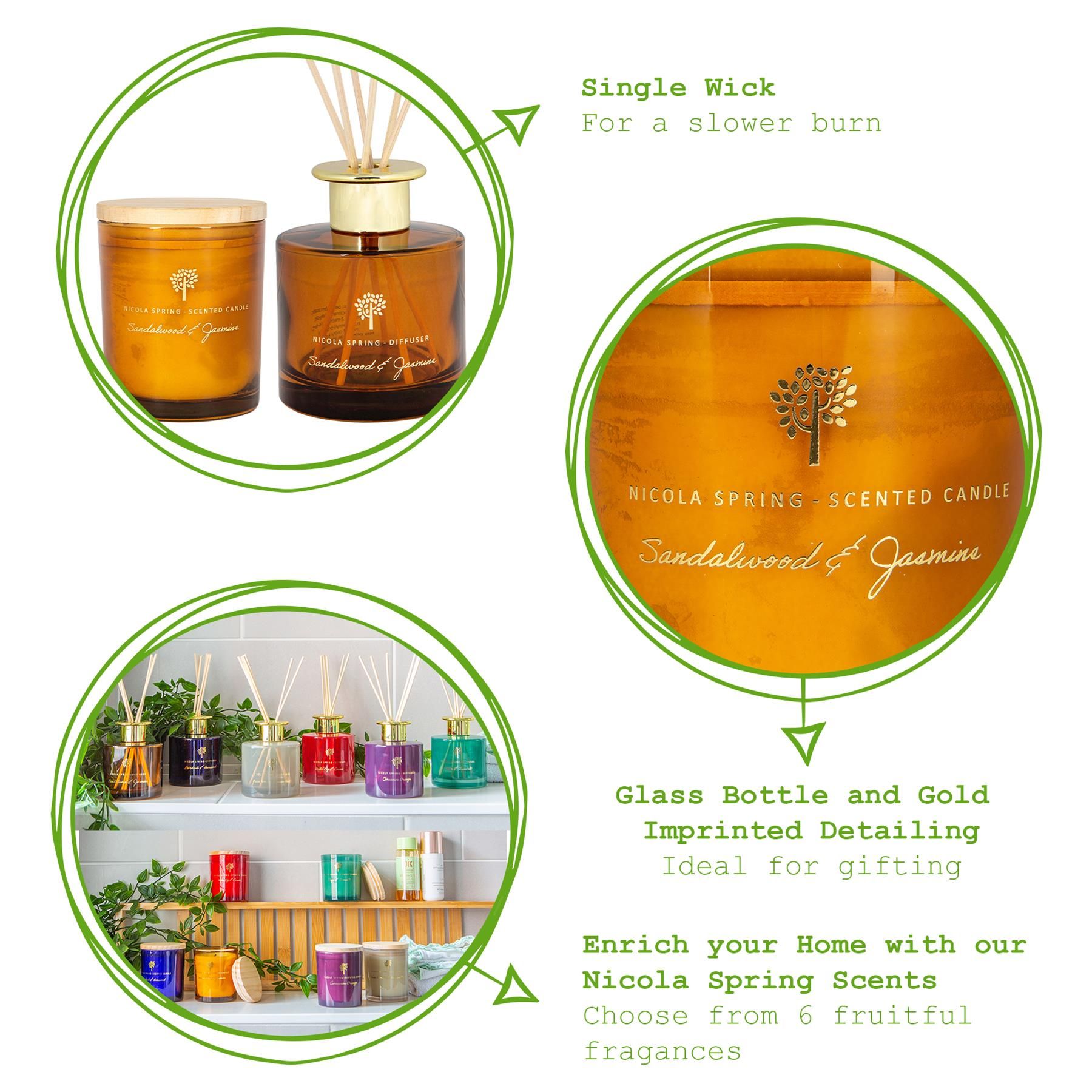 Nicola Spring Sandalwood & Jasmine Candle & Diffuser Set - 130g Jar + 200ml Diffuser image 4