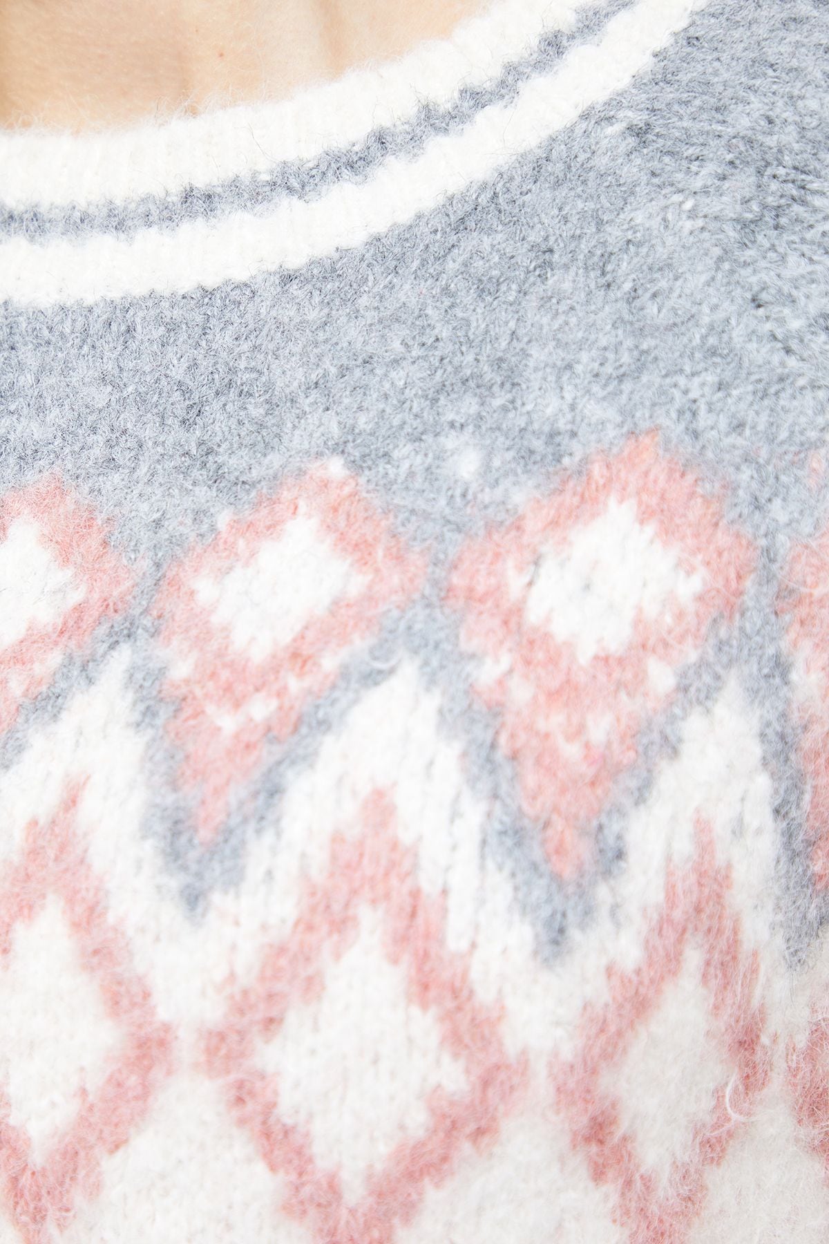 Oasis Fairisle Cosy Crew Neck Jumper Ecru image 5