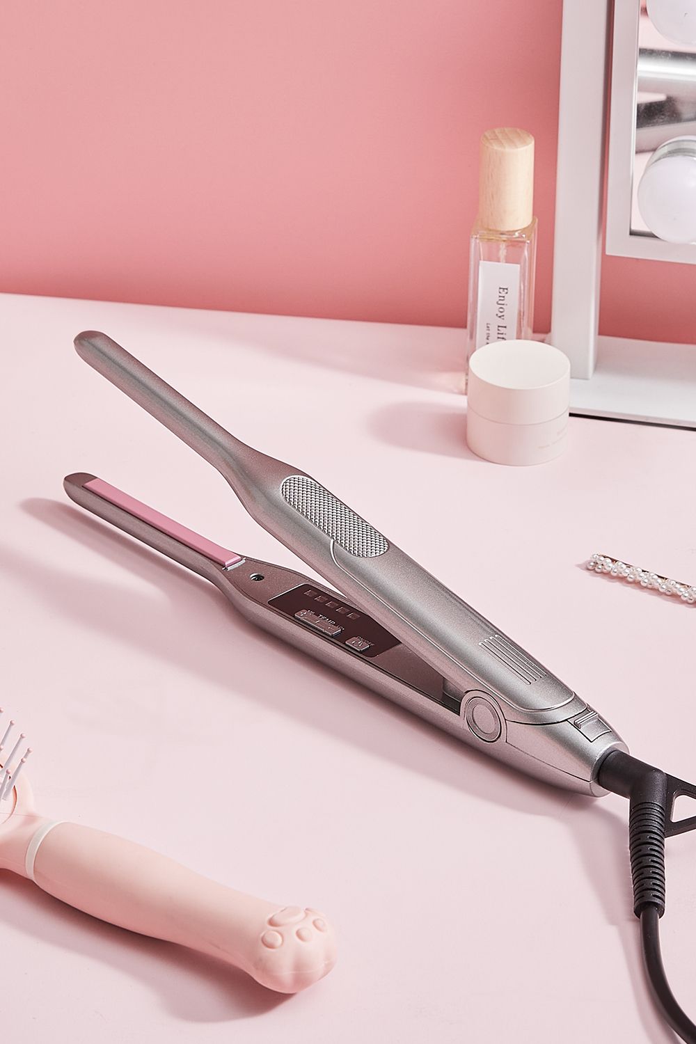 Living and Home 2 in 1 Hair Straightener and Curler LCD Temperature Control Dual Voltage Auto Shut Off,Professional Hair Straightener and Curler image 2