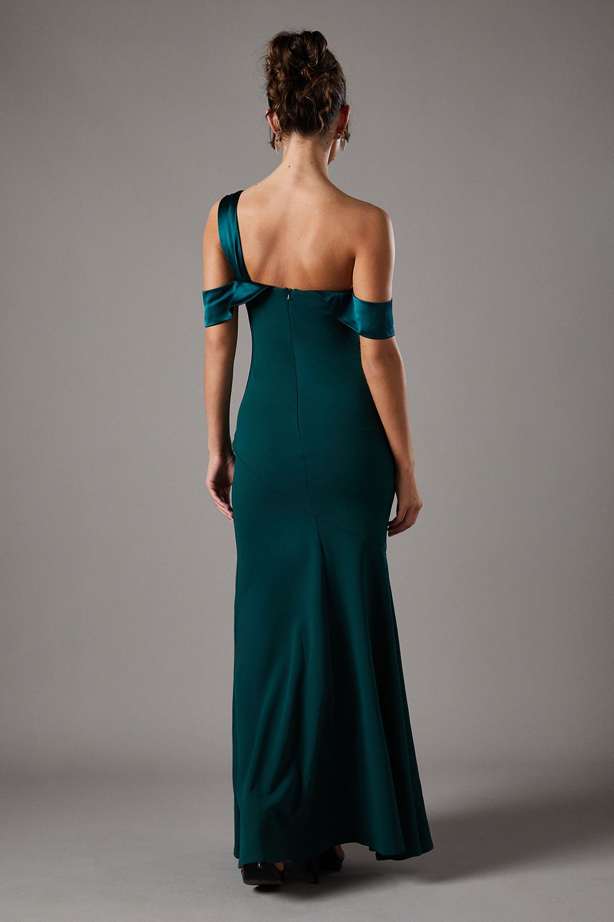 Coast Bardot Maxi Dress With Satin Trim Green image 4