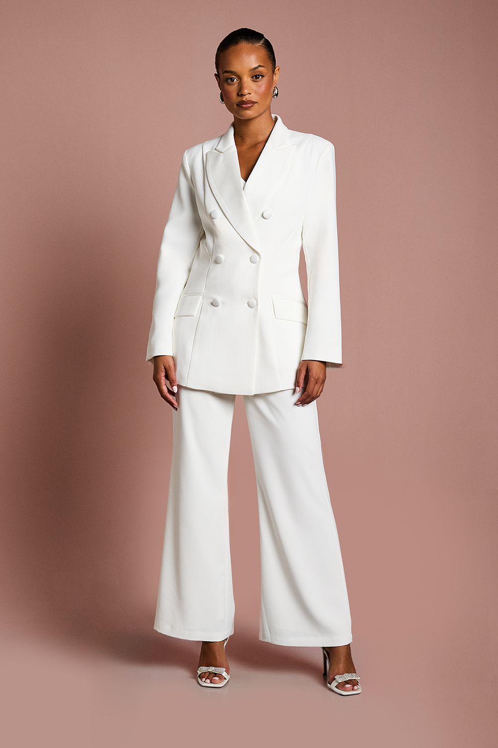 Coast Petite Premium Hourglass Silhouette Double Breasted Blazer Ivory image 2