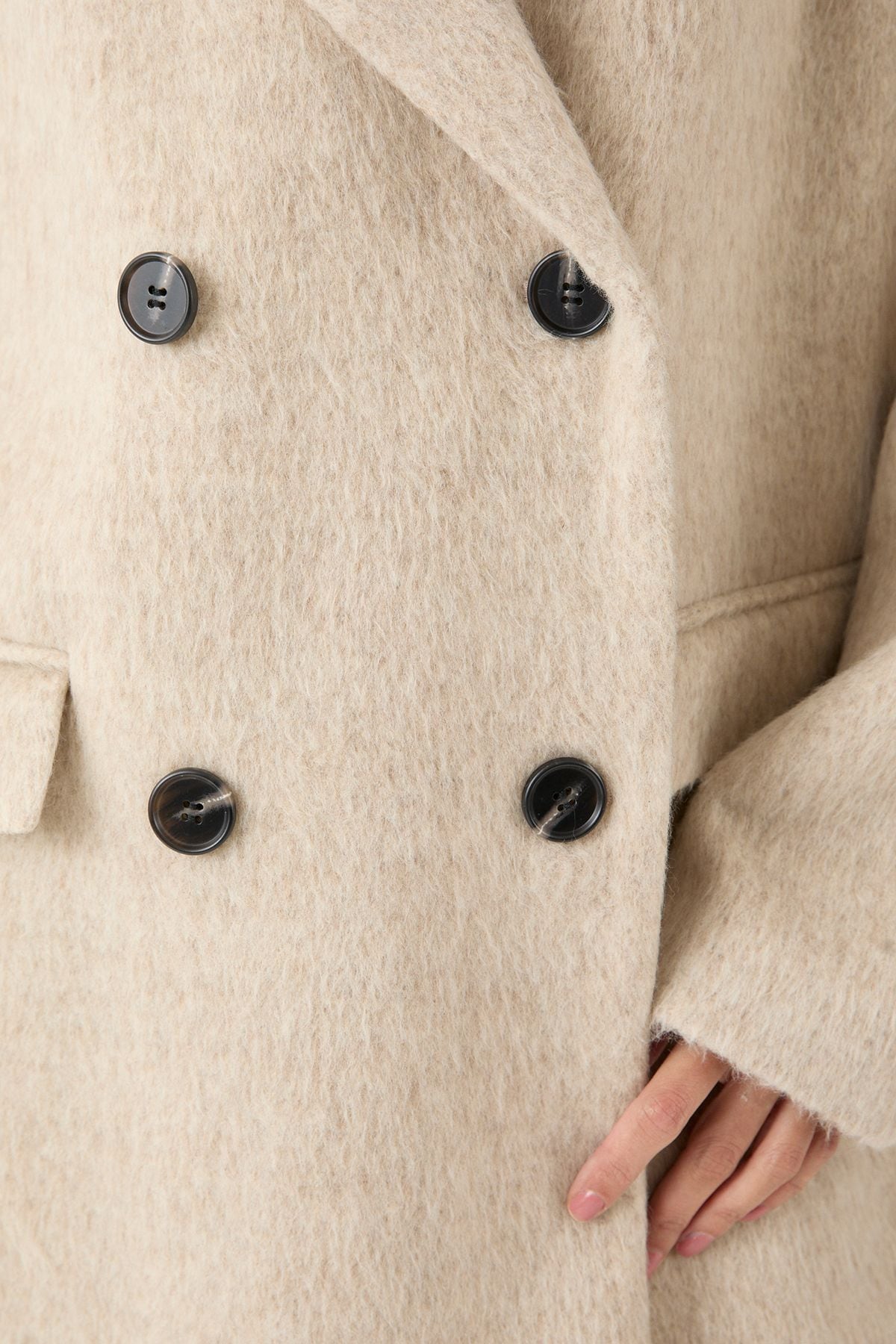 MissPap Wool Look Structured Shoulder Coat Tan image 5