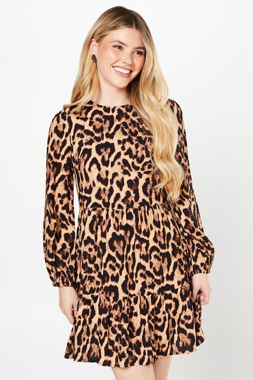 Dorothy Perkins Animal Tiered Hem Mini Dress Animal image 1