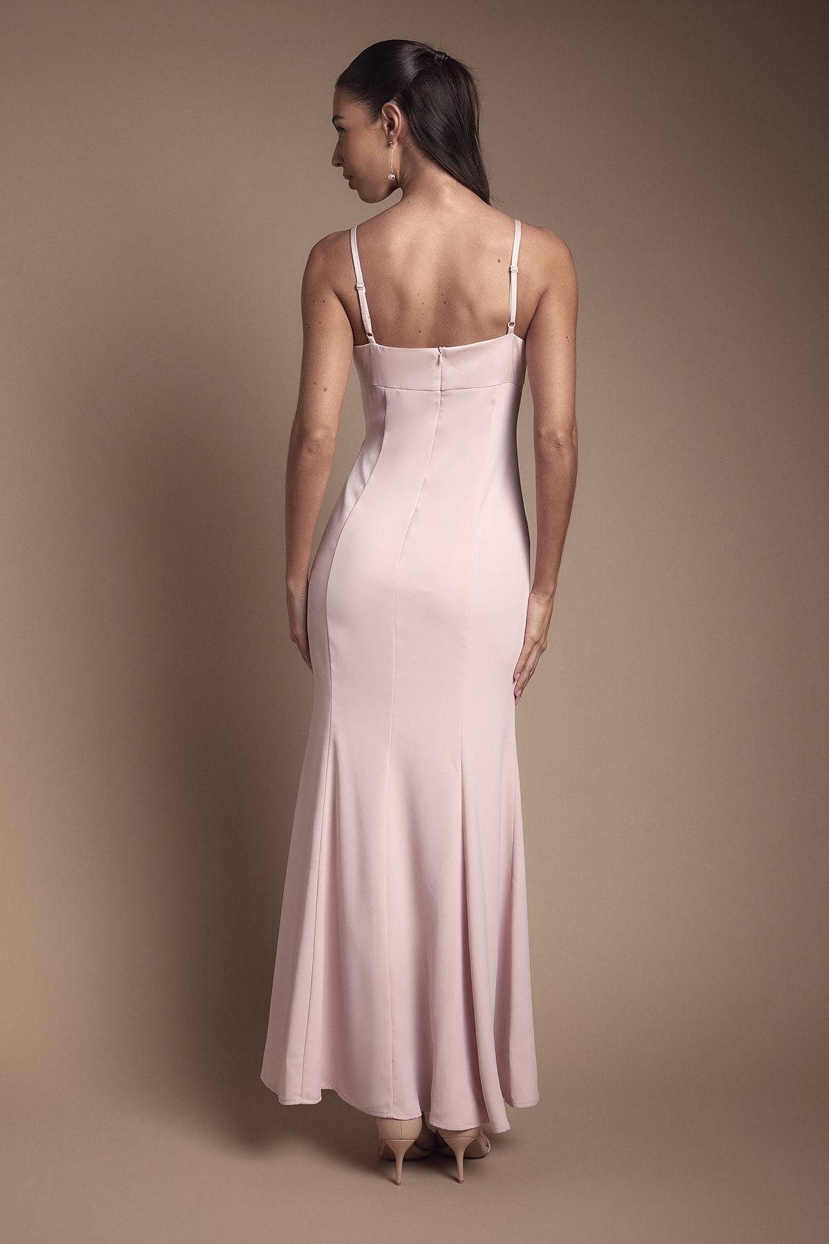 Coast Strappy V Neck Satin Trim Bridesmaid Dress Blush image 3
