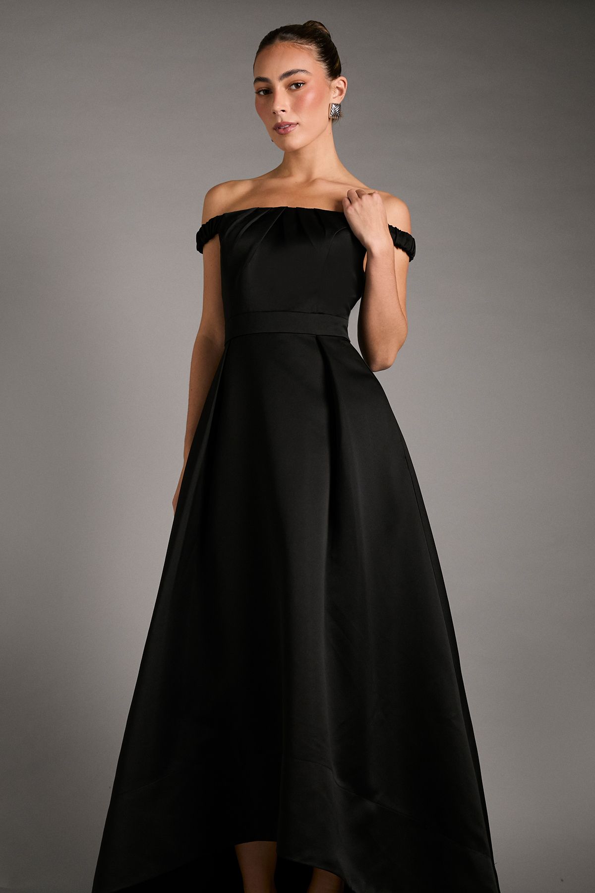 Coast Bardot Fit and Flare Hi Low Hem Maxi Dress Black image 4