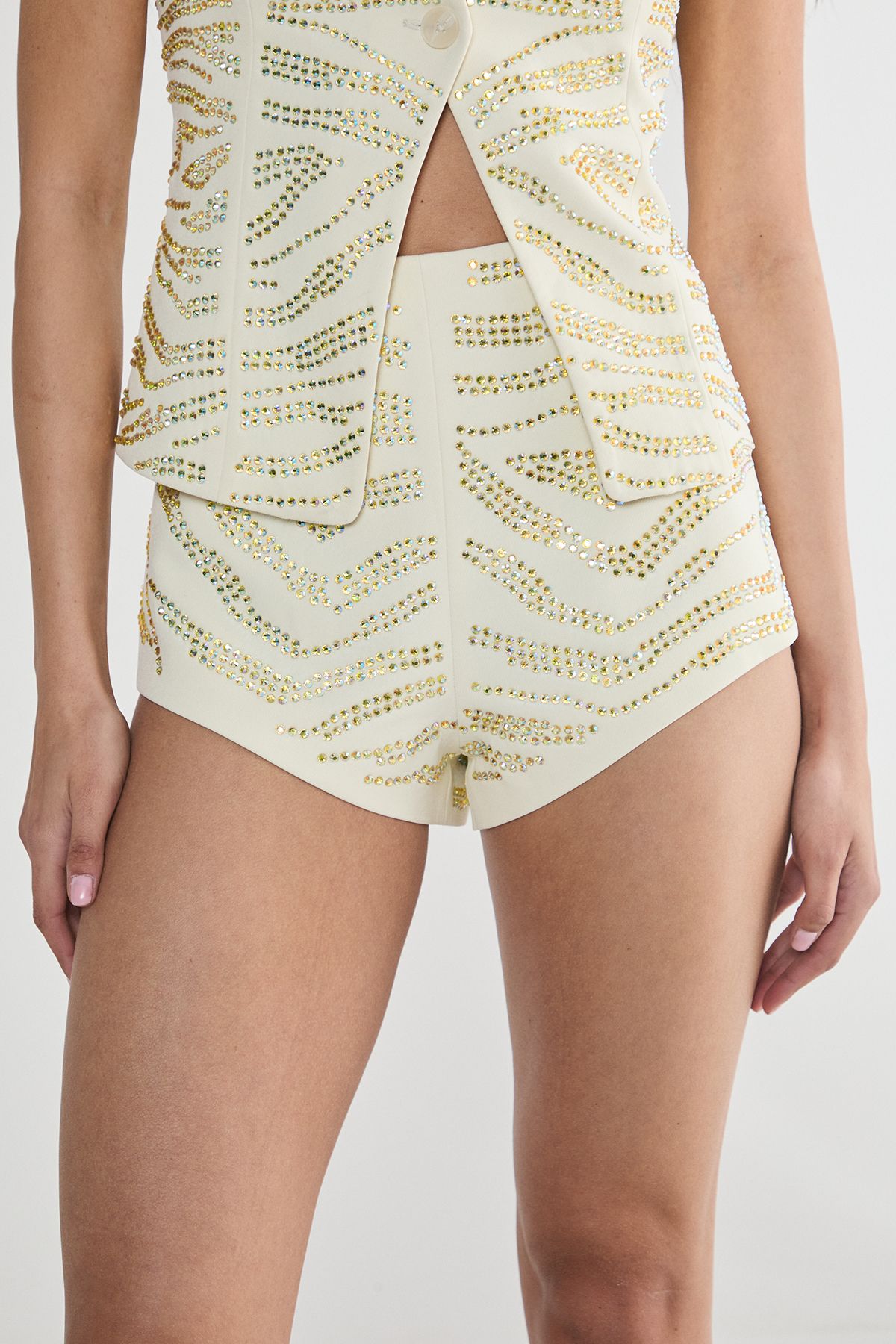 NastyGal Zebra Hotfix Tailored Hotpants Cream image 5