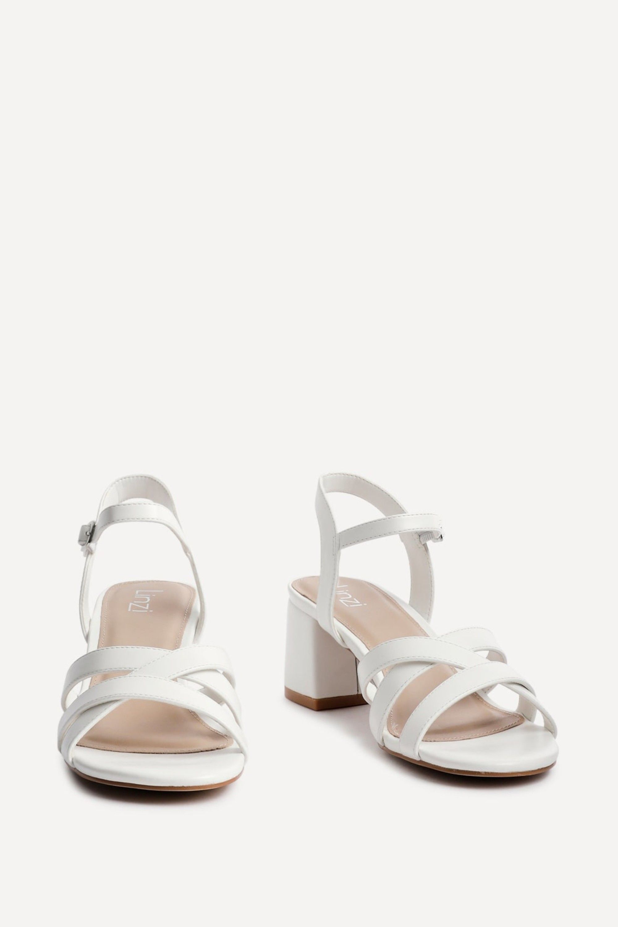 Linzi Flair White Faux Leather Heeled Sandals image 3