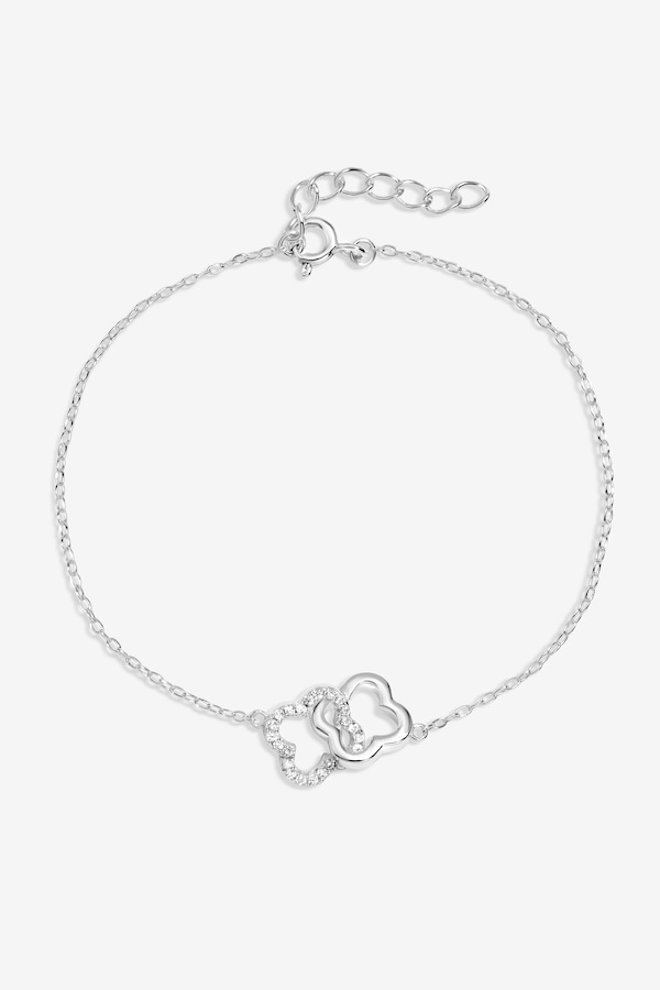 Simply Silver Sterling Silver 925 Pave Interlink Clover Bracelet