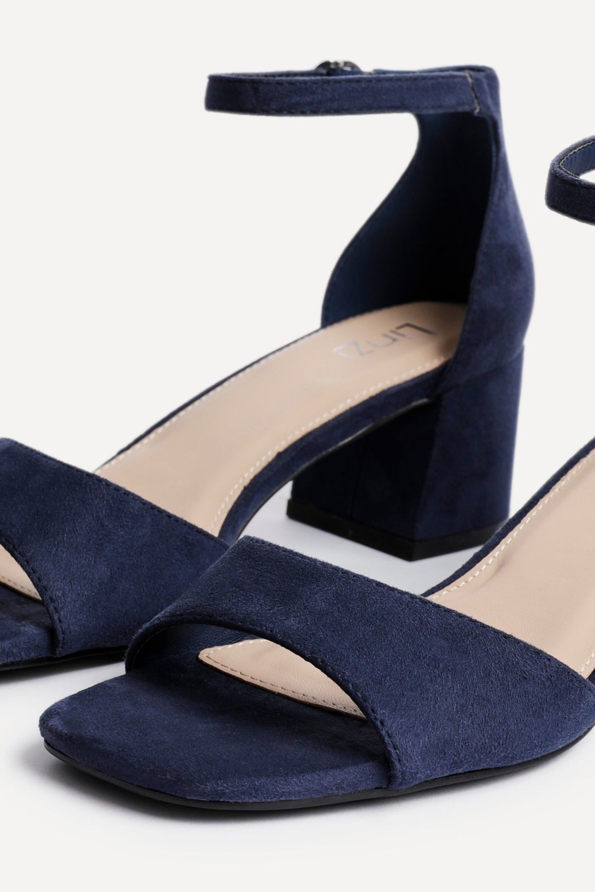 Linzi Maddie Navy Faux Suede Closed Back Block Heeled Sandals image 4