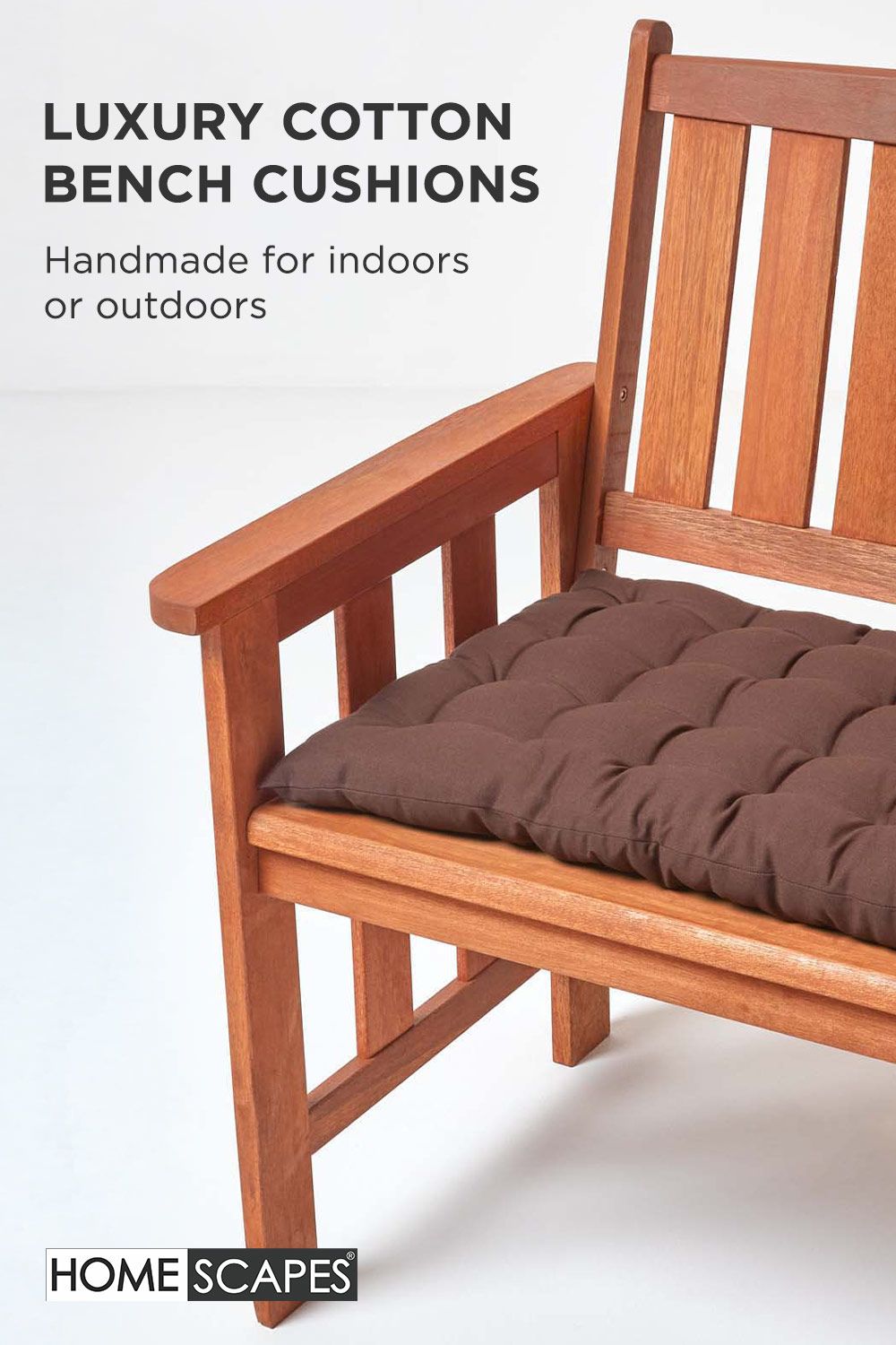 Homescapes Garden Bench Cushion Luxury 2 Seater Cotton Indoor Outdoor Pad, 108 x 42cm image 2