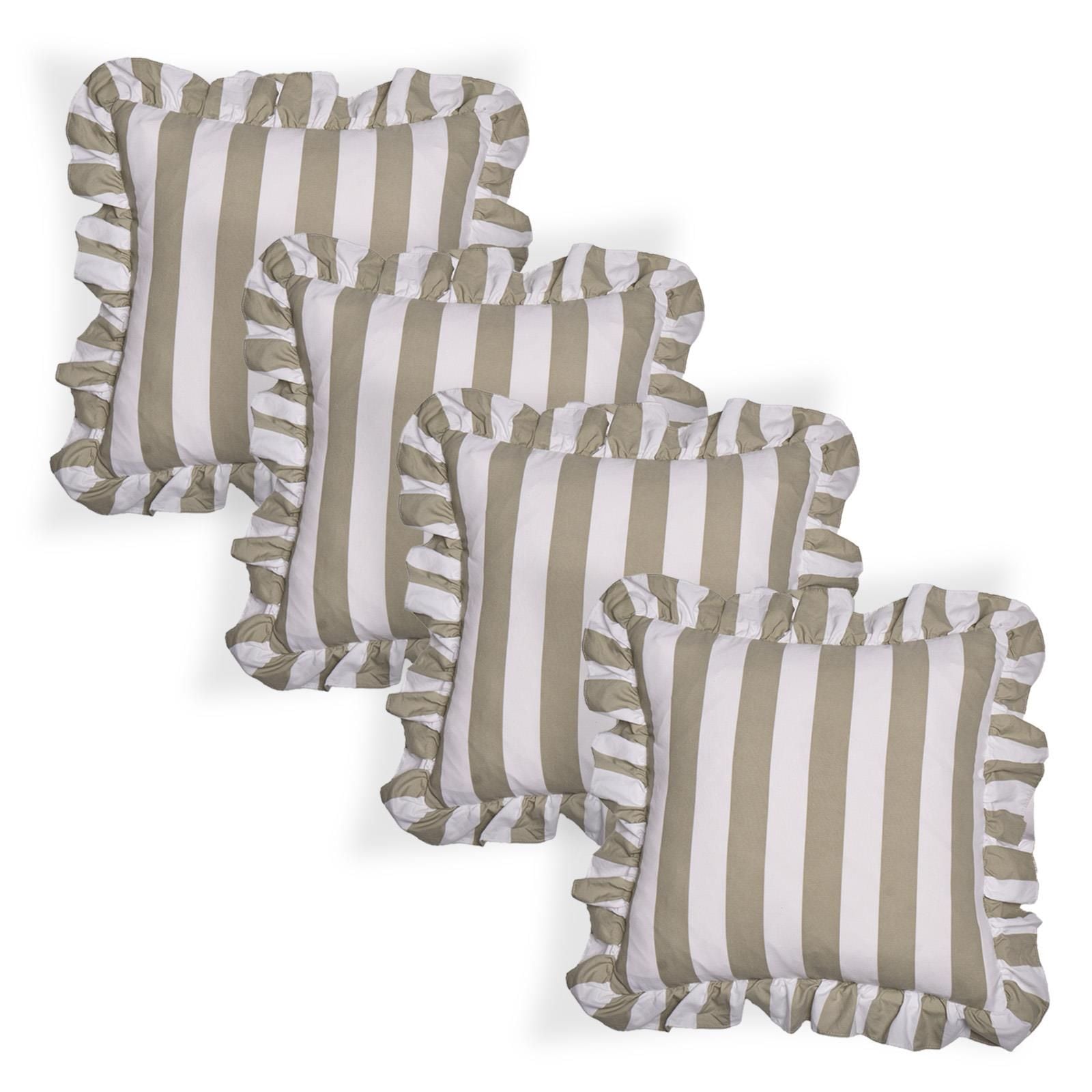 OHS 4 Pack Stripe Frill Cushion Cover image 1