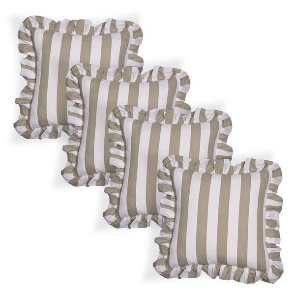 OHS 4 Pack Stripe Frill Cushion Cover