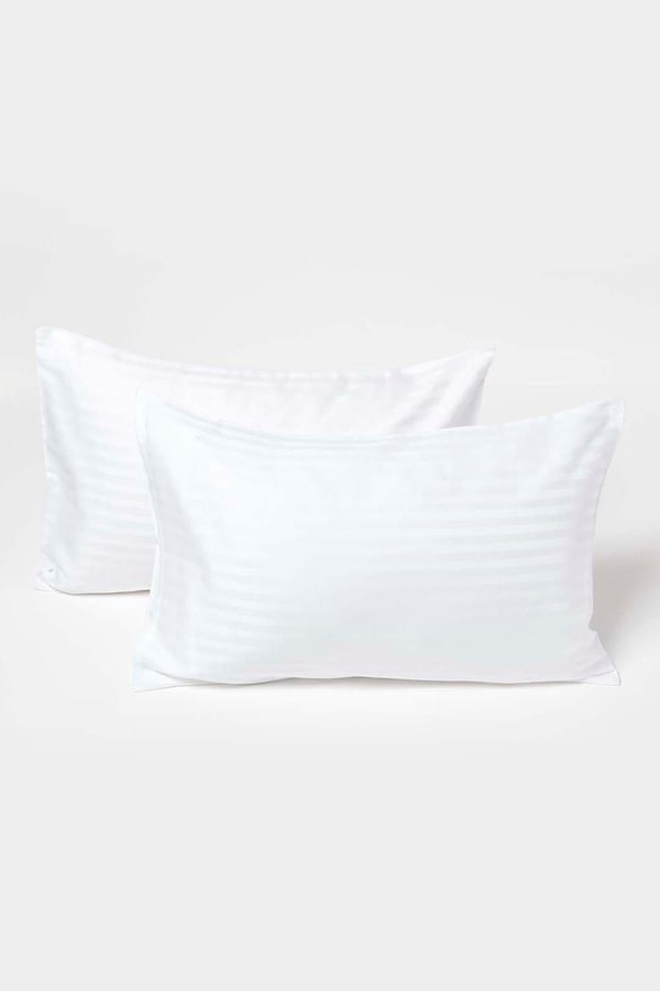 Homescapes Cotton Stripe Kids Pillowcases 40 x 60 cm 330 Thread Count, 2 Pack