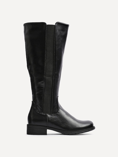 Linzi Alma Black Faux Leather High Leg Riding Boot