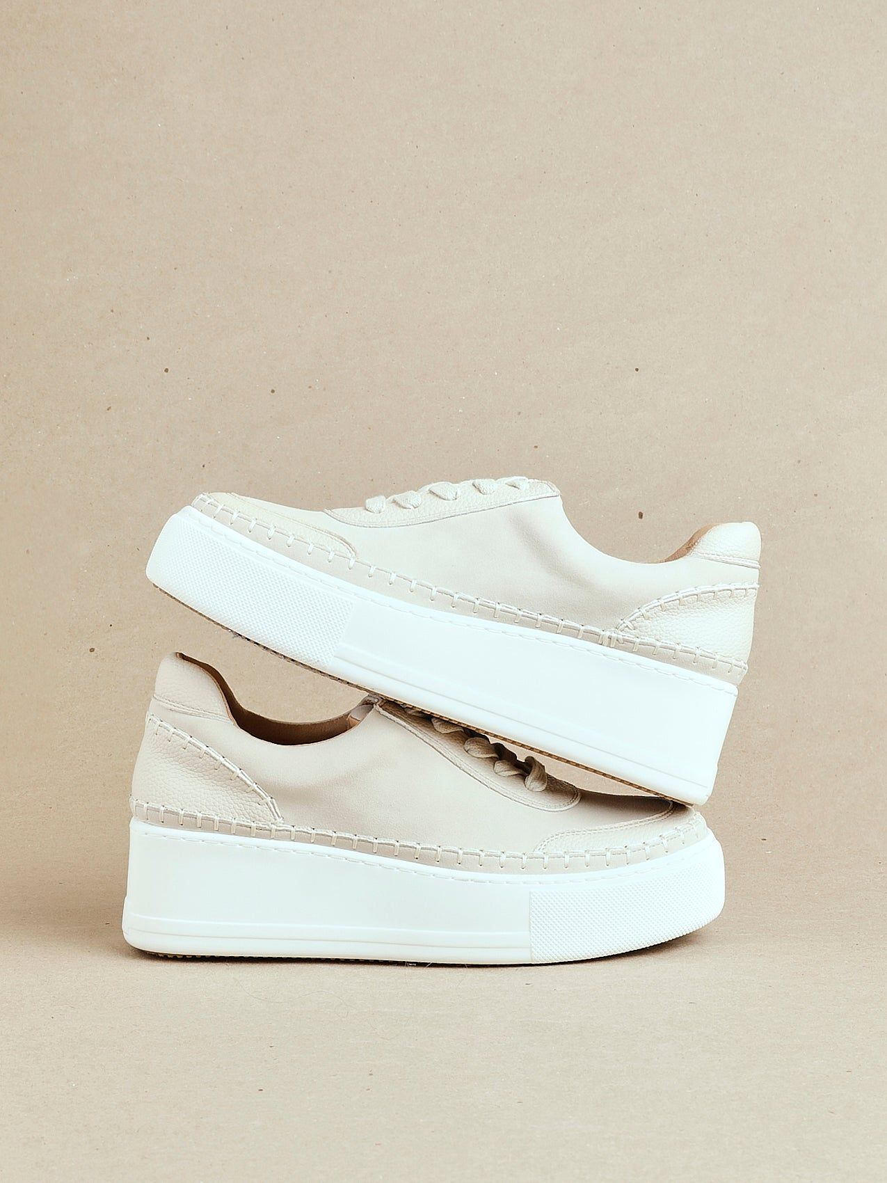 Linzi Harlem Nude Faux Suede And Leather Mix Platform Trainer image 6