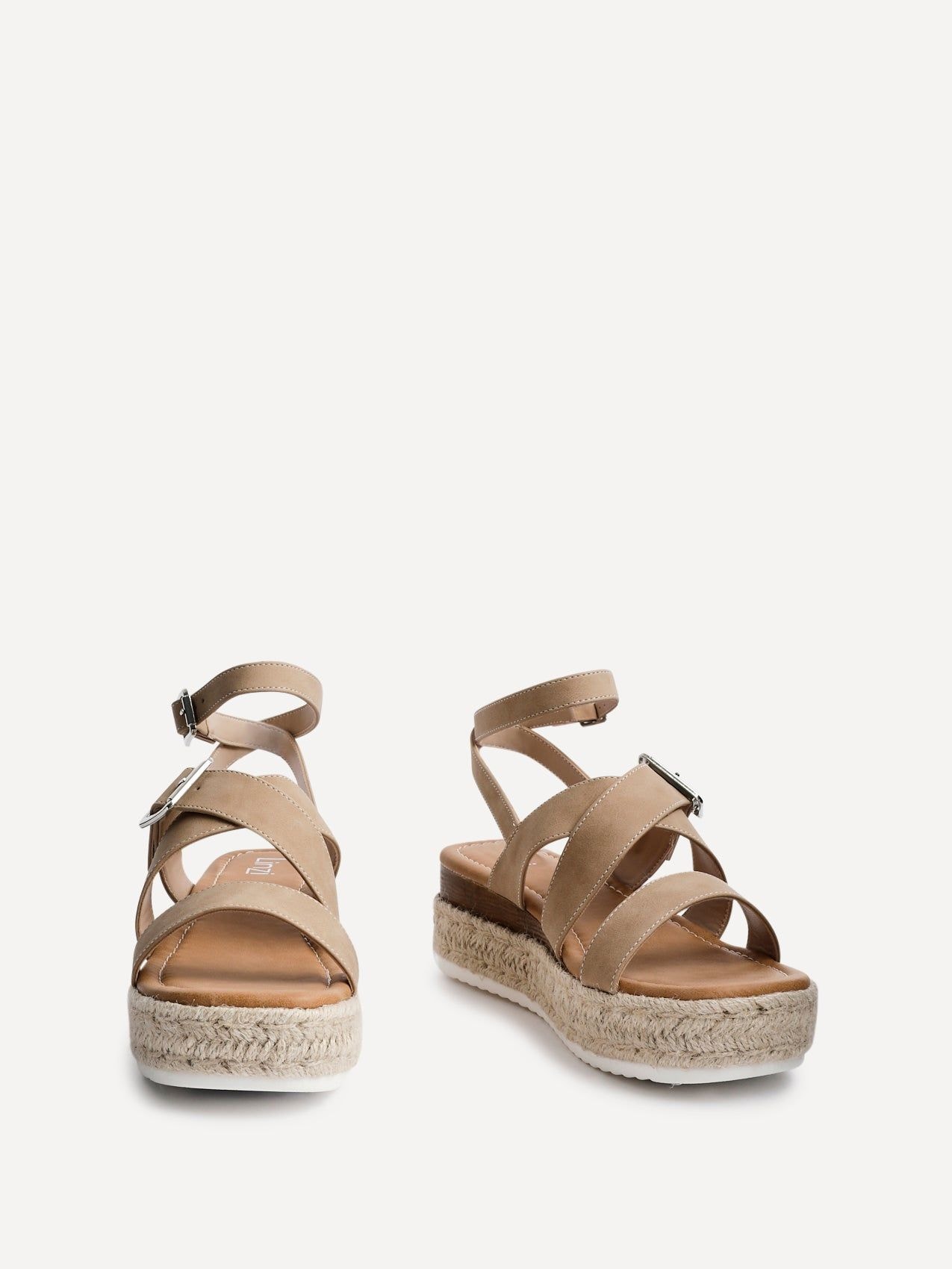 Linzi Autumn Beige Nubuck Strappy Flatform Sandal image 3
