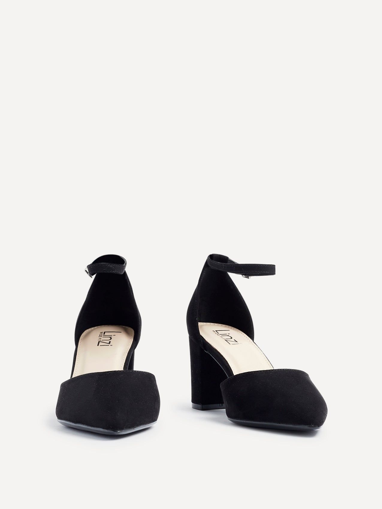 Linzi Davinas Wide Fit Black Faux Suede Court Heel image 3