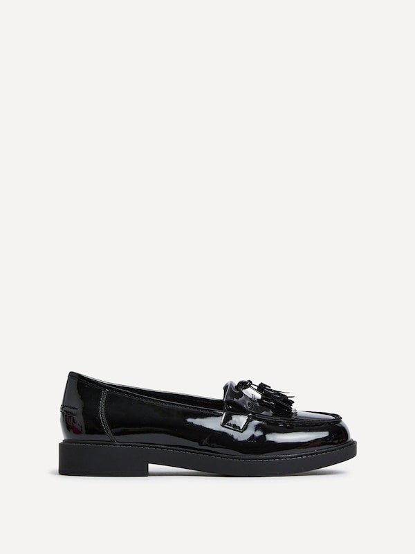Linzi Kassidy Wide Fit Black Patent Loafer