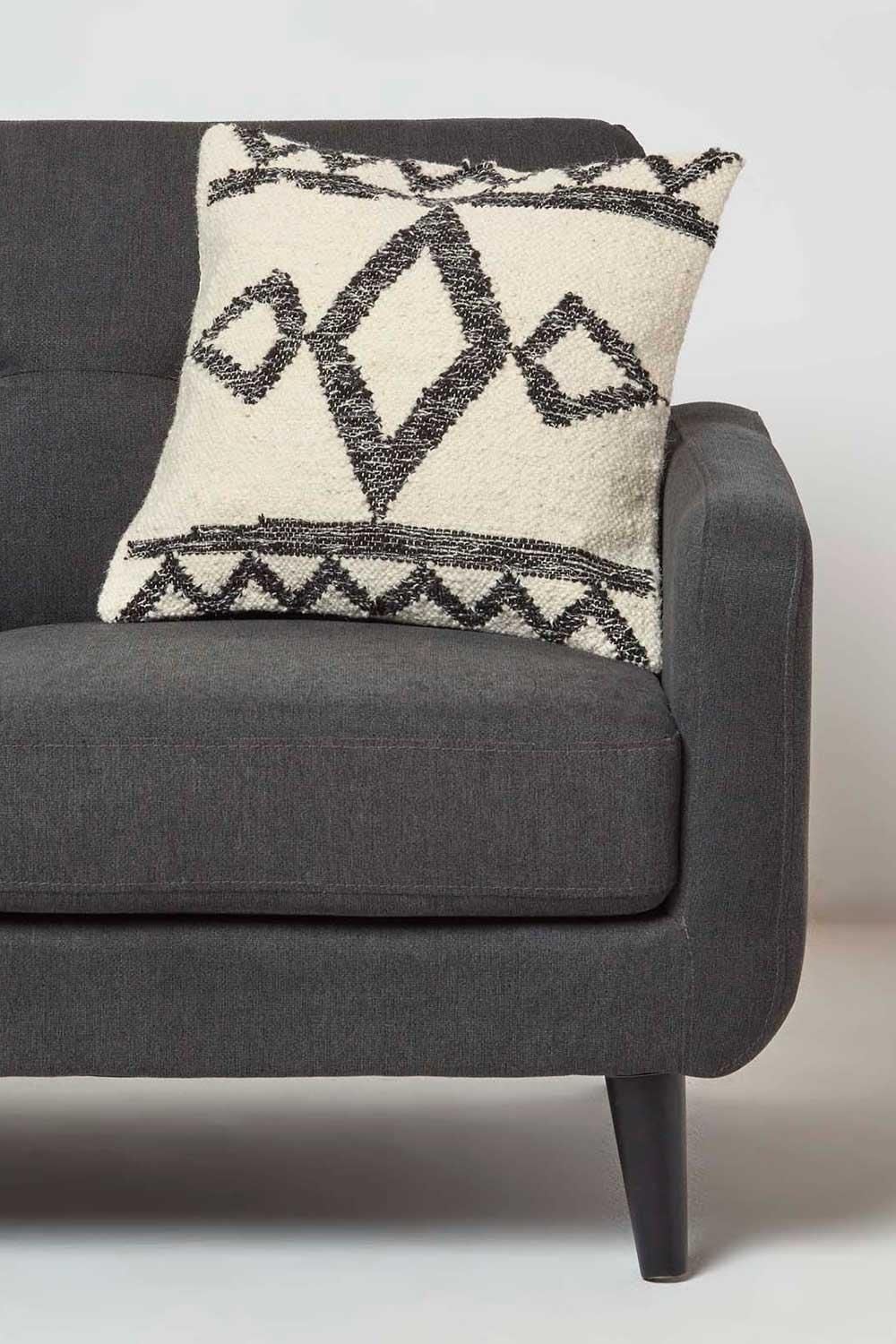 Homescapes Koba Handwoven Traditional Black & Cream Cushion image 2