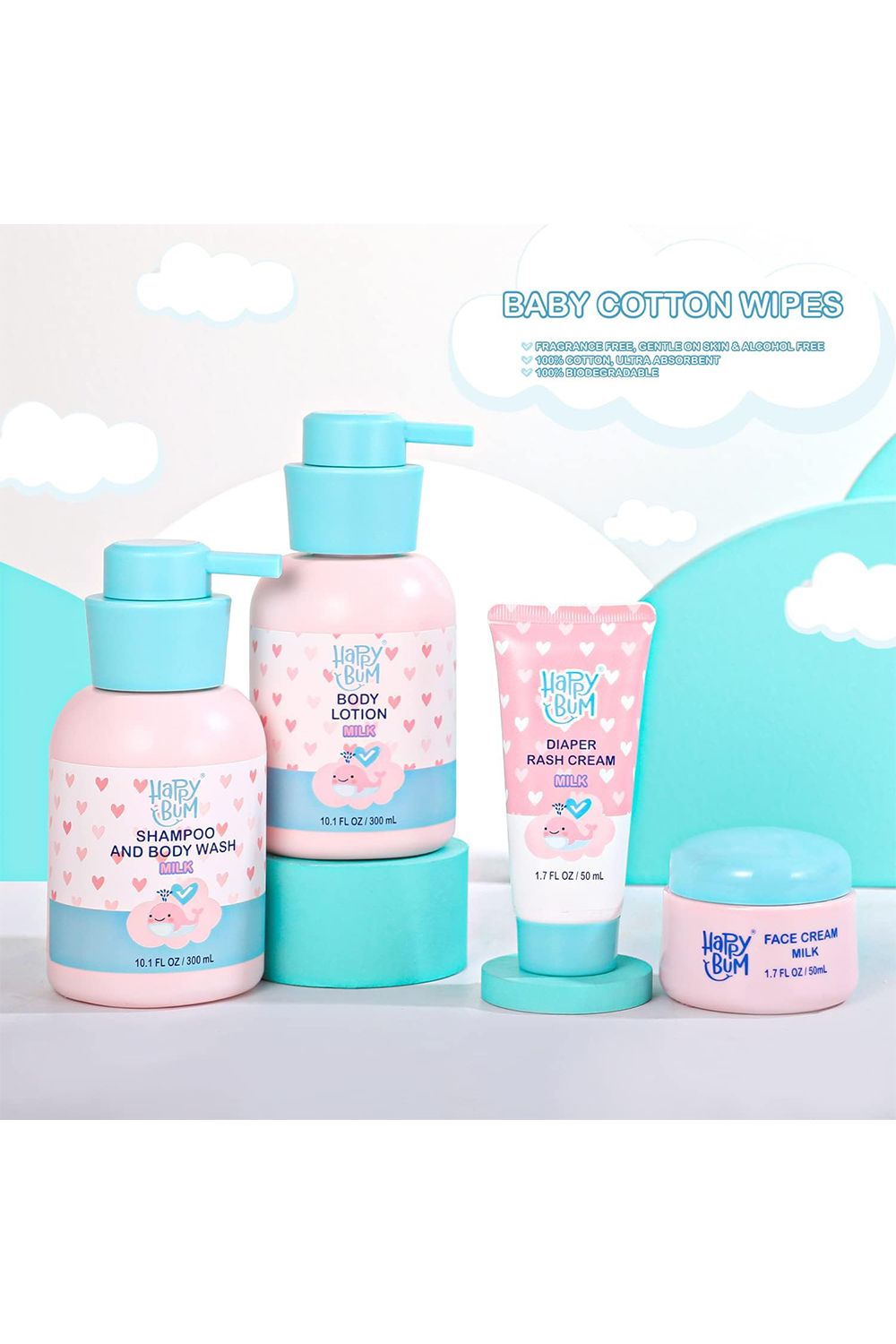 Living and Home 4Pcs Baby Bath Set Baby Wash Gift Set Included Body Wash and Shampoo image 5