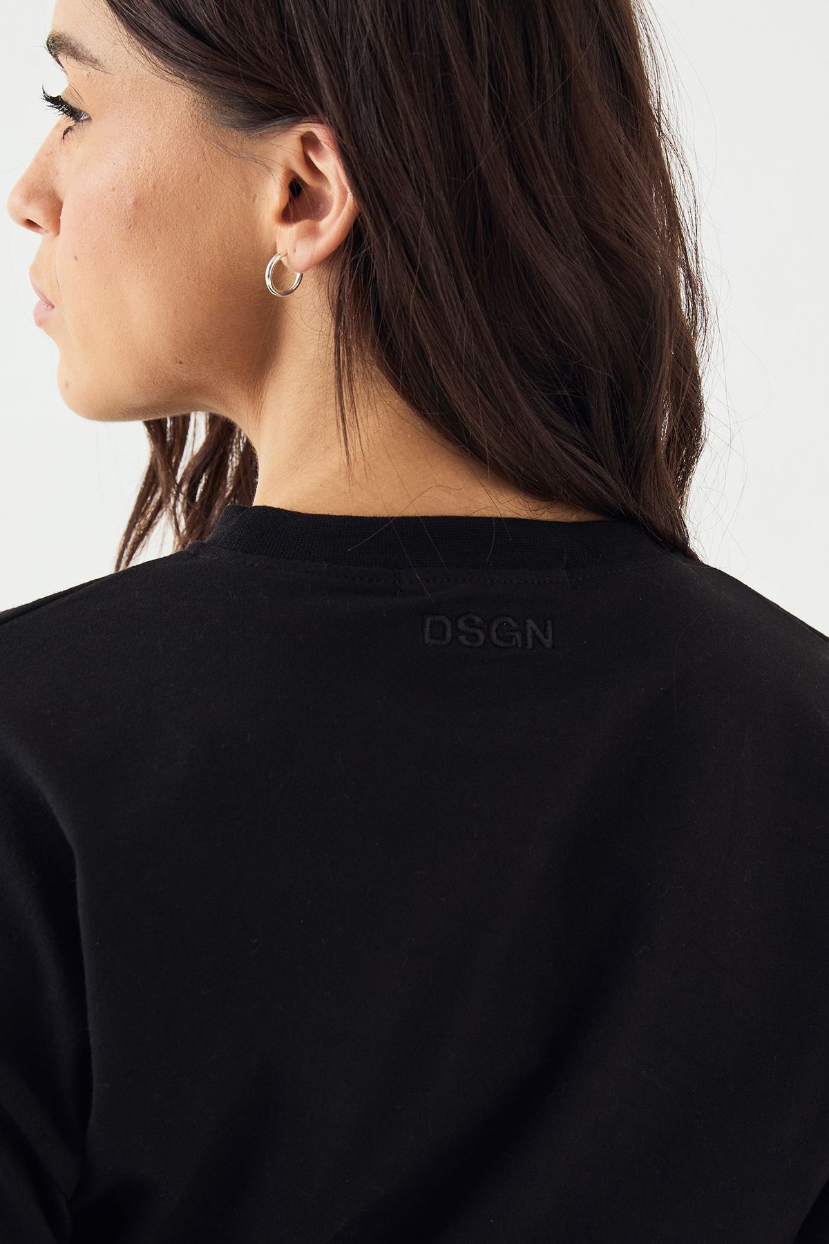 DSGN Studio DSGN Studio Ruched Side Long Sleeve Top Black image 4