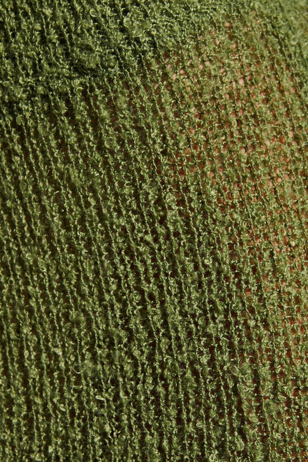 MissPap Sheer Knit High Waisted Fishtail Maxi Skirt Green image 5