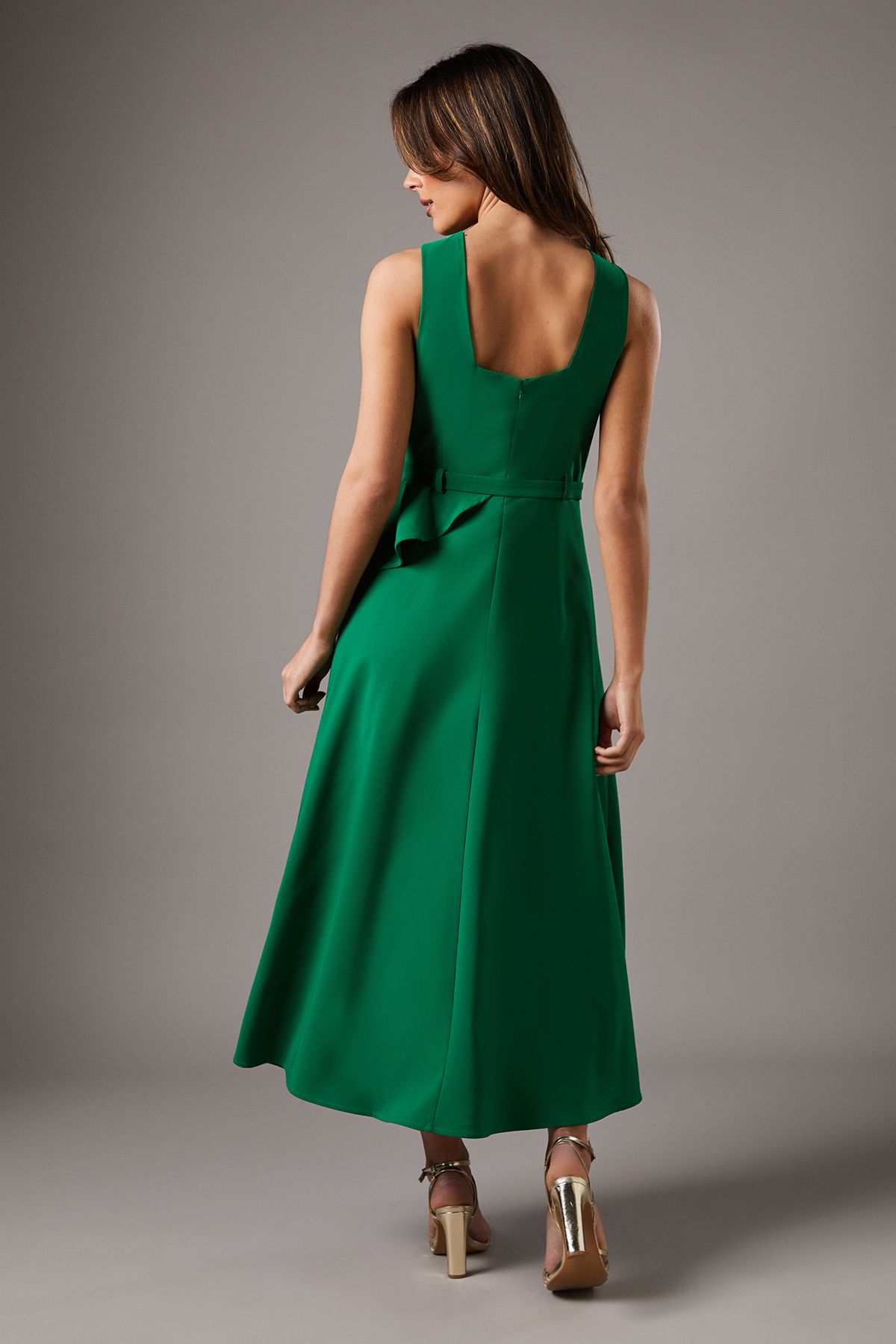 Coast Cross Neck Ruffle Dress Green image 4
