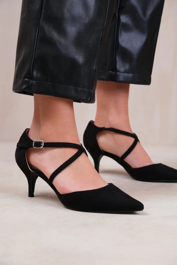 Where's That From 'Kennedi' Wide Fit Low Kitten Heel With Crossover Strap