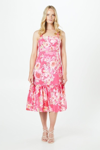 Oasis Floral Ottoman Twill Belted Midi Dress Pink